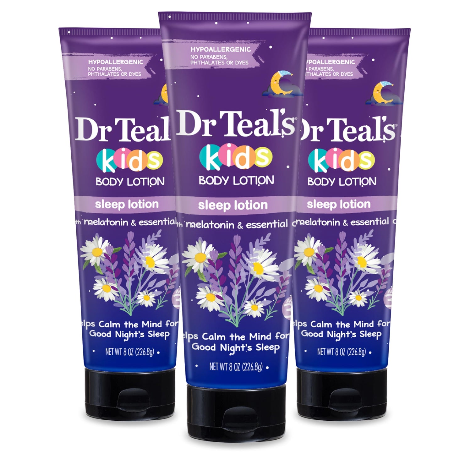 Dr Teal's Kids Sleep Body Lotion, with Melatonin & Essential Oil Blend, 8 fl oz (Pack of 3)