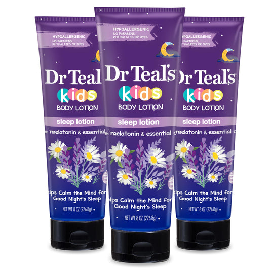 Dr Teal's Kids Sleep Body Lotion, with Melatonin & Essential Oil Blend, 8 fl oz (Pack of 3)