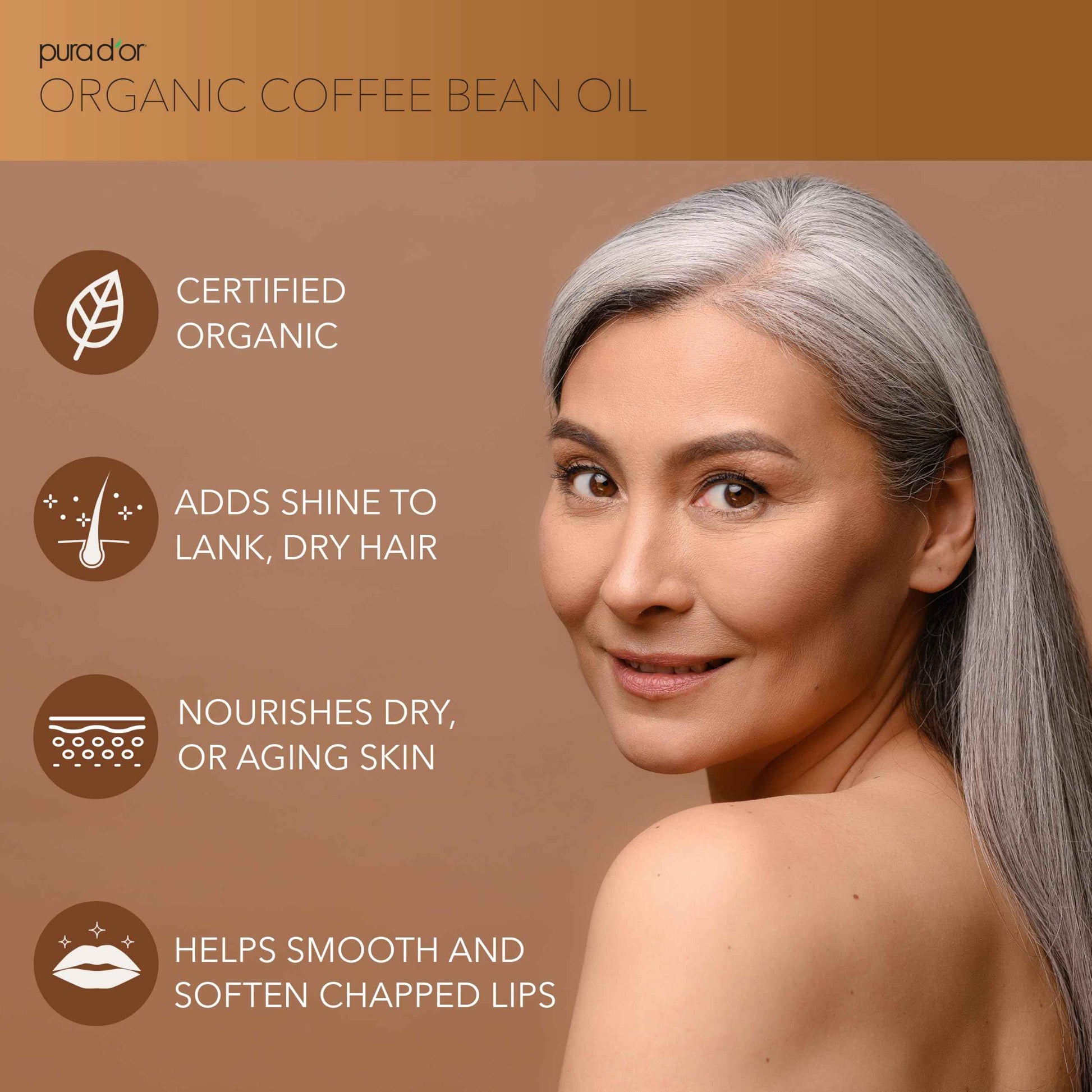 PURA D'OR 3.38 Oz ORGANIC Coffee Bean Oil - 100% Pure USDA Certified Premium Grade Natural Moisturizer, Cold Pressed, Unrefined, Hexane-Free Base Carrier Oil for DIY Skin Care For Men & Women
