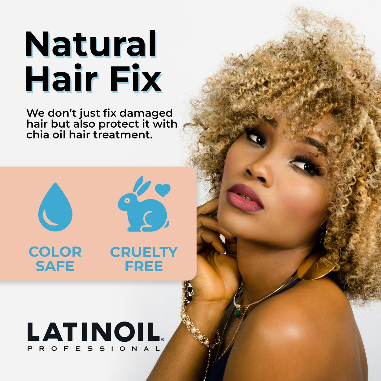 LATINOIL Chia Oil 2 oz / 60 ml - Instant Repair For Damaged Hair - Eliminates Frizz, Dryness - Adds Silkiness - Absorbs Fully & Quickly - Color Safe - Read our REAL Reviews