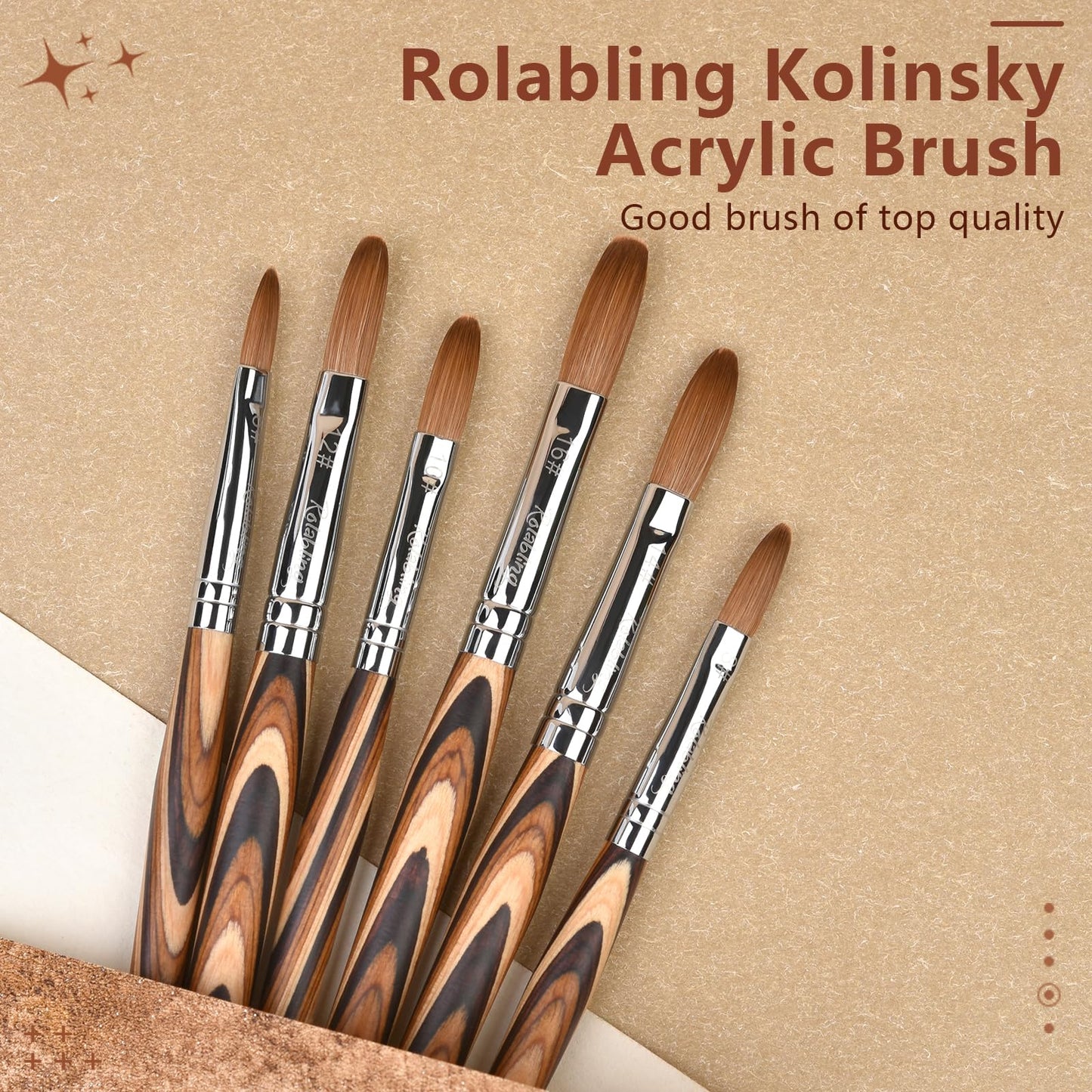 Rolabling Kolinsky Sable Acrylic Brushes Nail Art Brush Red Wooden Pen Nail Brush for Nail Art Manicure Tool for Acrylic Powder Application Nail Extension 3D Nail Carving (10#)