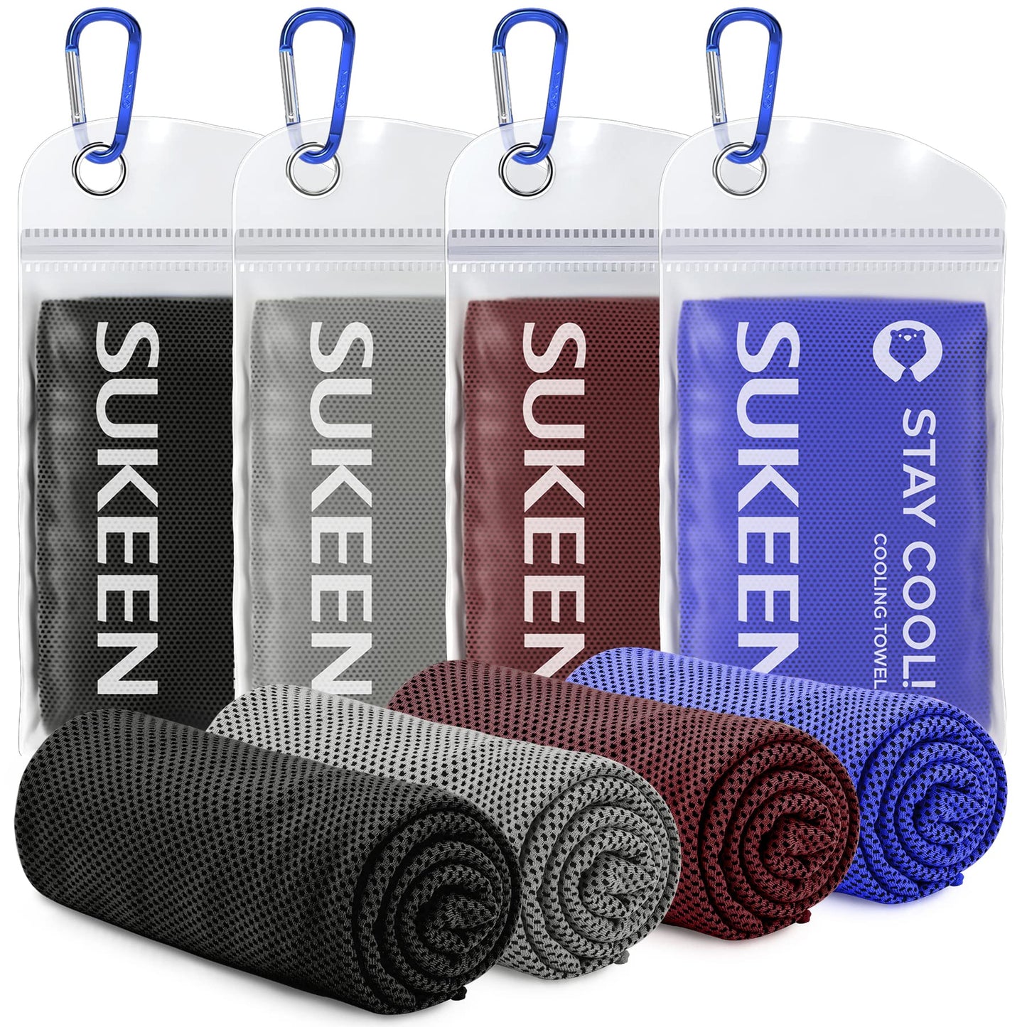 Sukeen [4 Pack Cooling Towel (40"x12"),Ice Towel,Soft Breathable Chilly Towel,Microfiber Towel for Yoga,Sport,Running,Gym,Workout,Camping,Fitness,Workout & More Activities