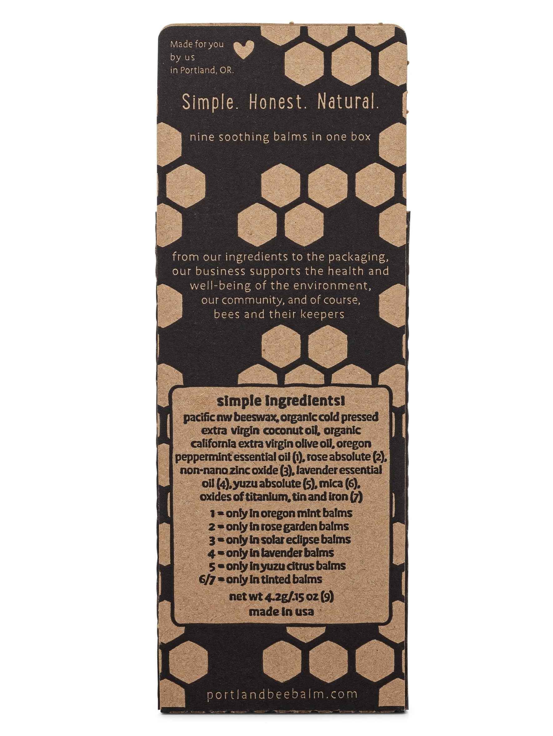 Portland Bee Balm All Natural Handmade Beeswax Based Lip Balm, Unscented 9 Count