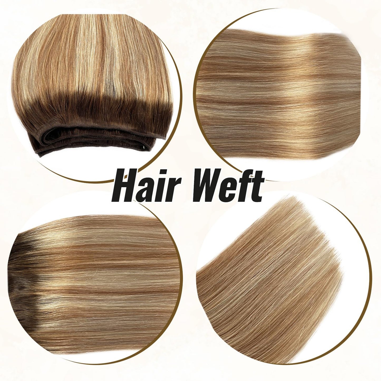 Human Hair Weft Extensions, Balayage Sew in Weft Hair Extensions Human Hair, Blonde Highlighted Bundles Human Hair, Seamless Sew in Hair Extensions Real Human Hair Extensions Weft 14” 100G Straight