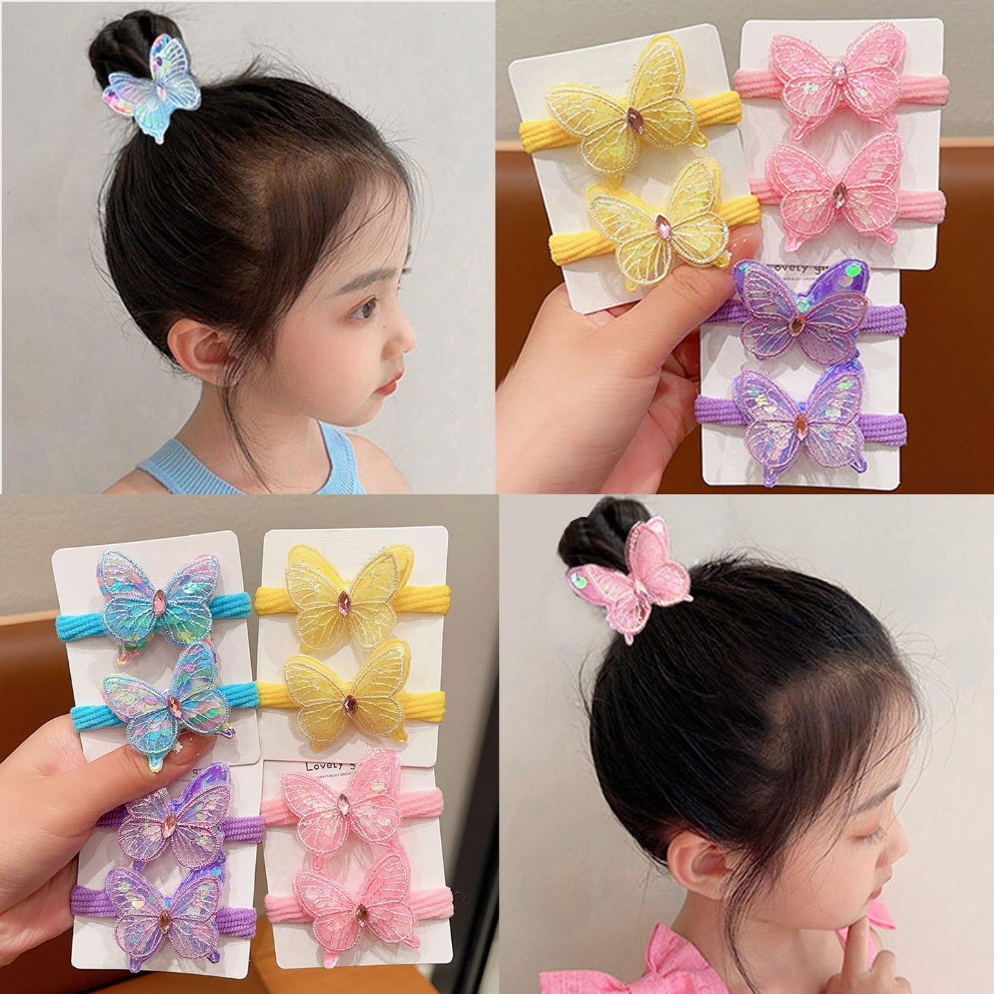 10 Pcs Butterfly Hair Ties Soft Elastic Hair Bands Cute Hair Rope No Damage for Toddler Infant Teens Toddlers Ponytail Holder Hair Accessories for Kids-10PCS-#01