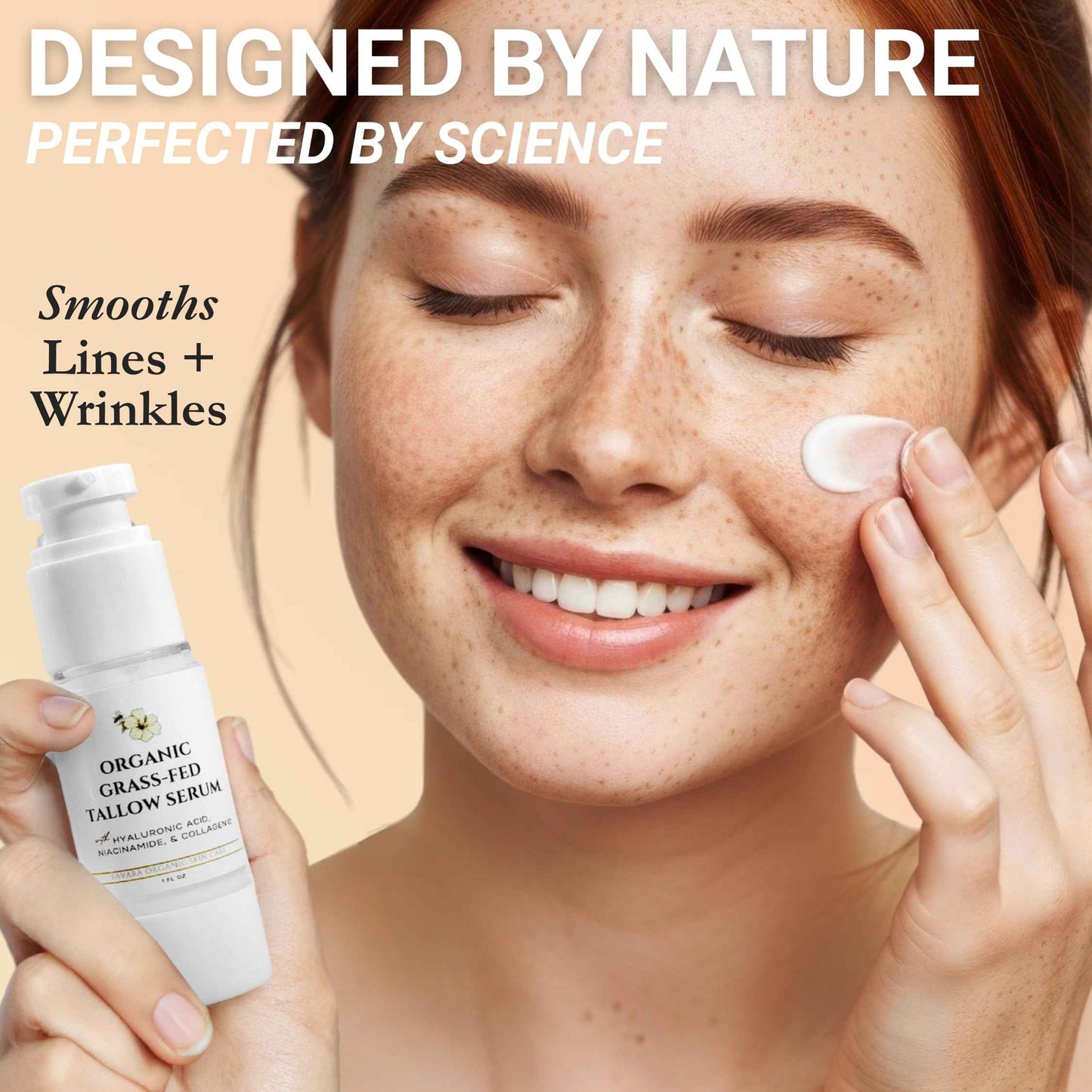 Eavara Beef Tallow Serum for Men & Women - Grass Fed All-Natural Tallow with Hyaluronic Acid, Collagen & Jojoba Oil - Firms & Reduces Wrinkles - Made in USA, Sensitive Skin Safe - 1.0 Fl Oz