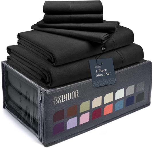 BELADOR Silky Soft Twin XL Sheet Set - Luxury Bed Sheets for Twin XL Size Bed, Secure-Fit Deep Pocket Sheets with Elastic, Breathable Hotel Sheets and Pillowcase Set, Wrinkle Free Oeko-Tex Sheets