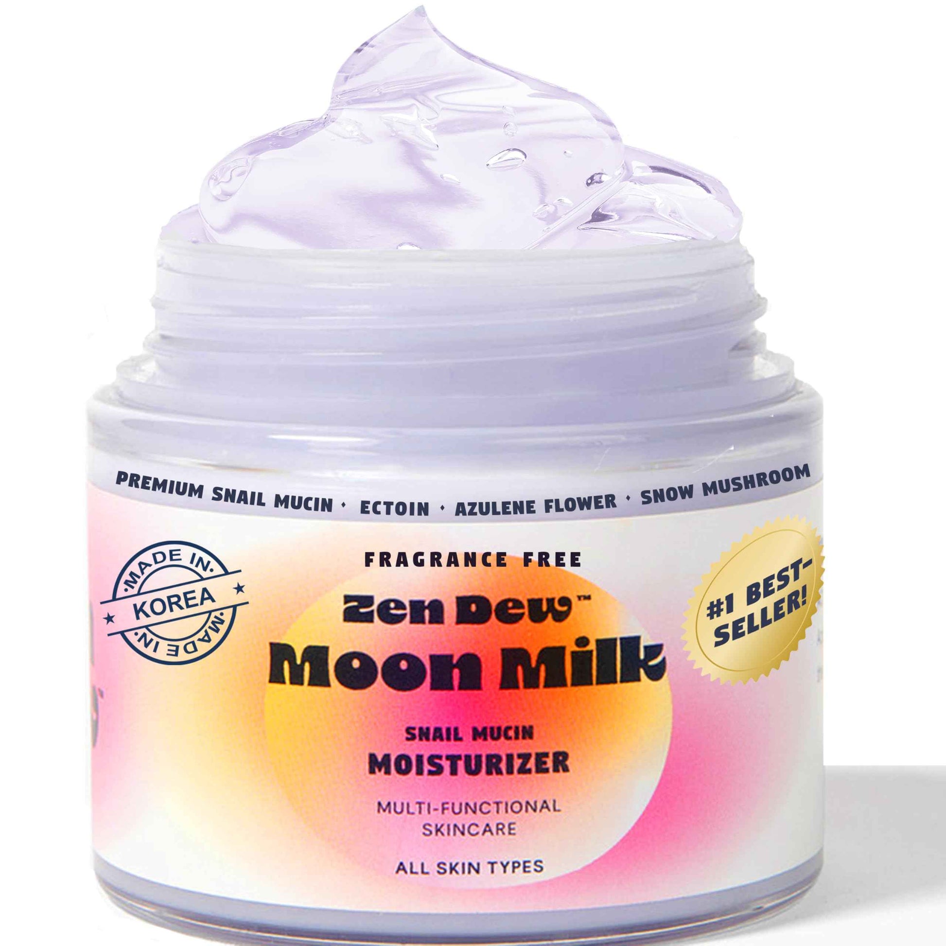 Zen Dew Moon Milk Snail Mucin Moisturizer Gel Cream (3.52 oz) Korean Snail Mucin Serum Cream that Replenishes Moisture & Leaves Skin Brighter, Plumper, Soothed & Smooth