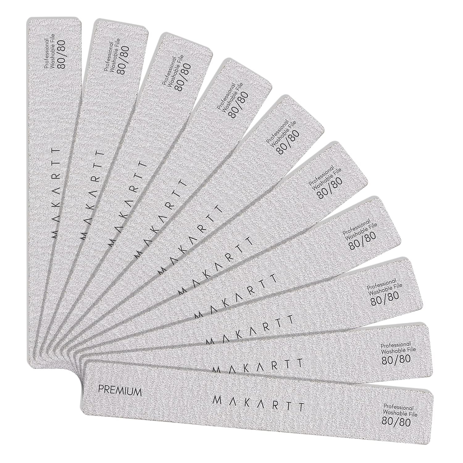 Makartt Nail File: 100/180 Grit Emery Boards for Nails, 10 Pcs Zebra Doubled Sides Coarse Fingernail Filer for Acrylic and Extension Gel Removal Manicure Kit Salon Home Use