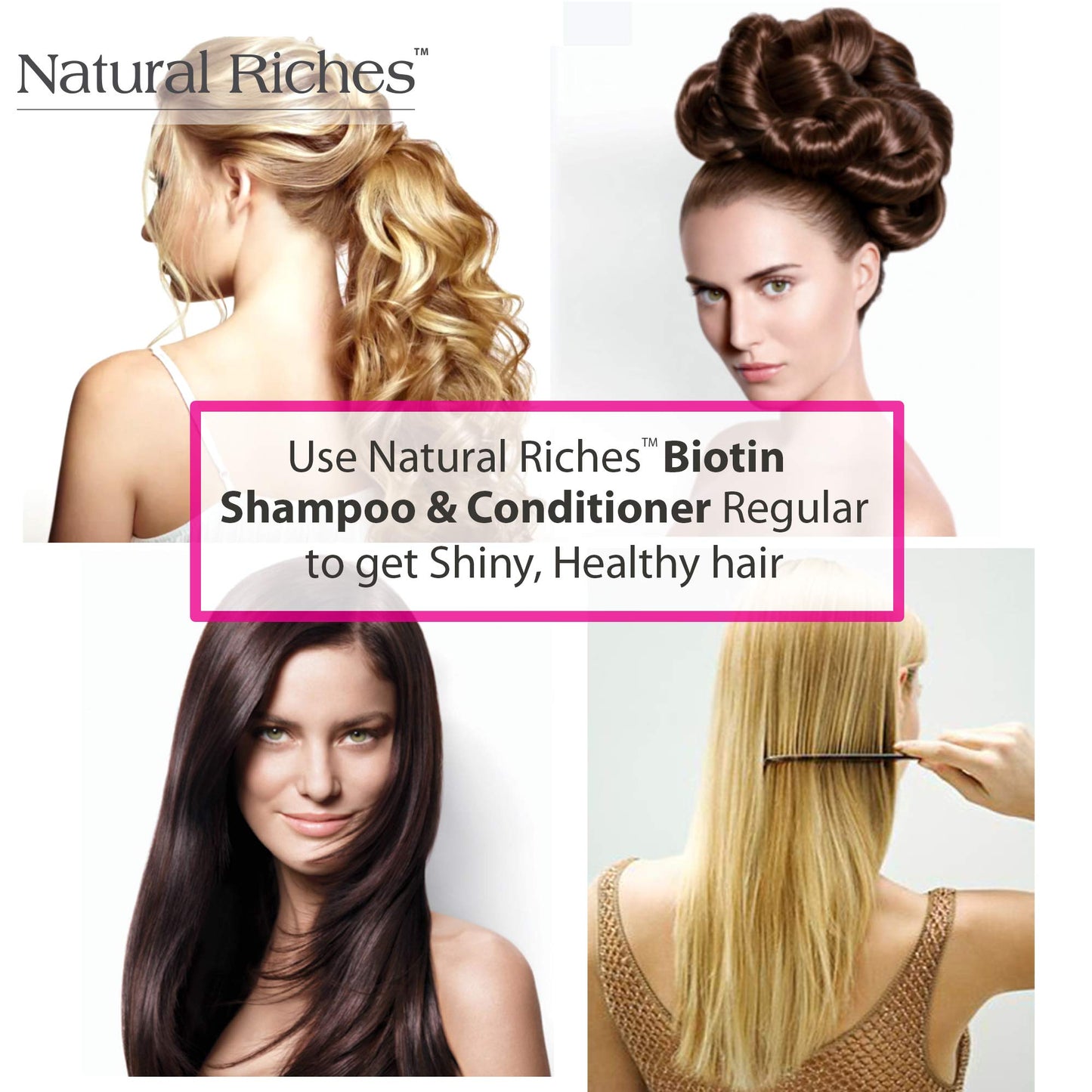 Natural Riches Biotin Shampoo and Conditioner Set W/Ginger Turmeric Extract & Keratin for Hair follicle Hair Loss and Thinning Hair gives Fuller Thicker Hair Sulfate free 2X16 fl oz.