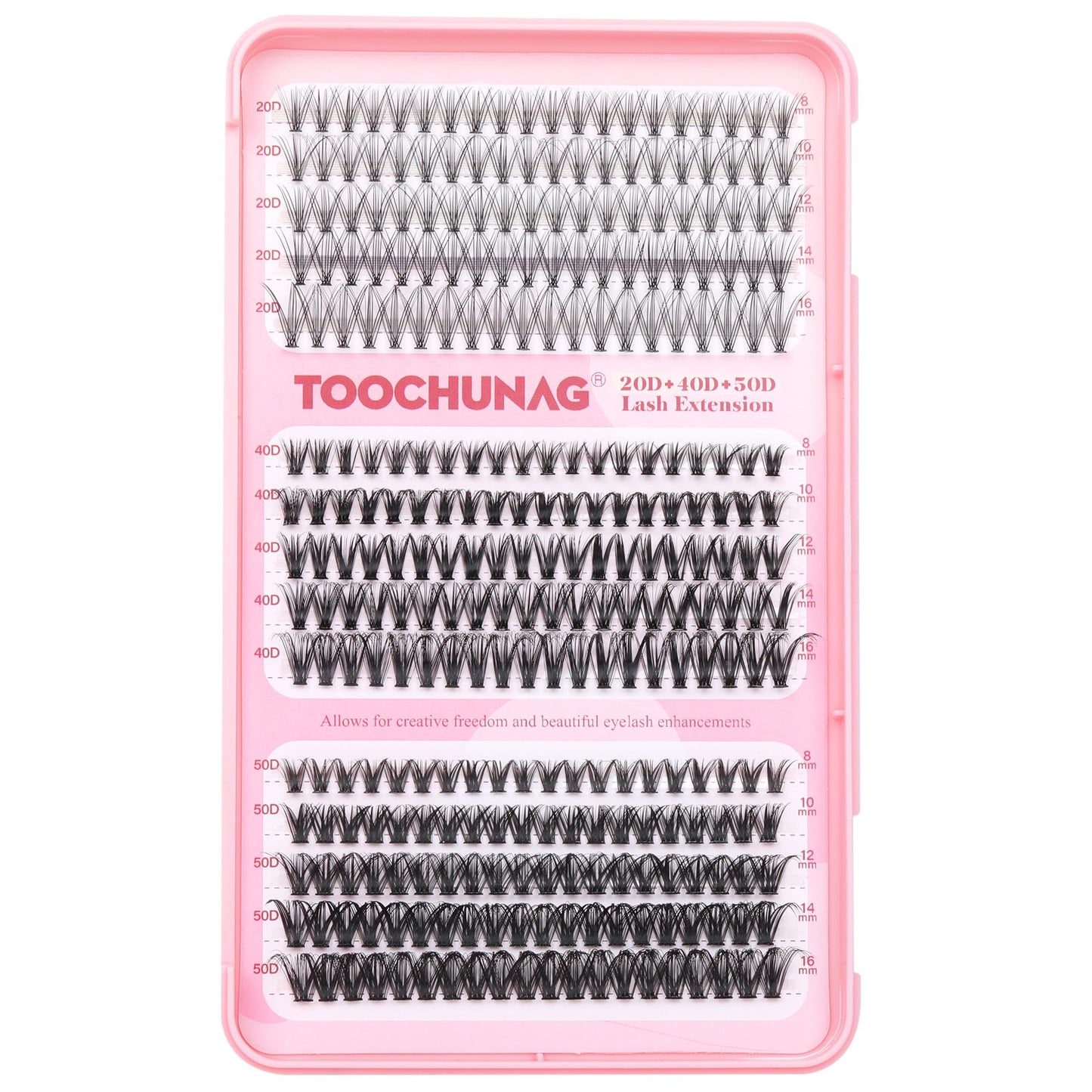 DIY Eyelash Extension Kit 40D+50D Lash Clusters 320pcs Cluster Lashes Extensions Kit 10-18mm Individual Lashes Kit with Lash Bond and Seal and Eyelashes Tweezers DIY at Home by TOOCHUNAG