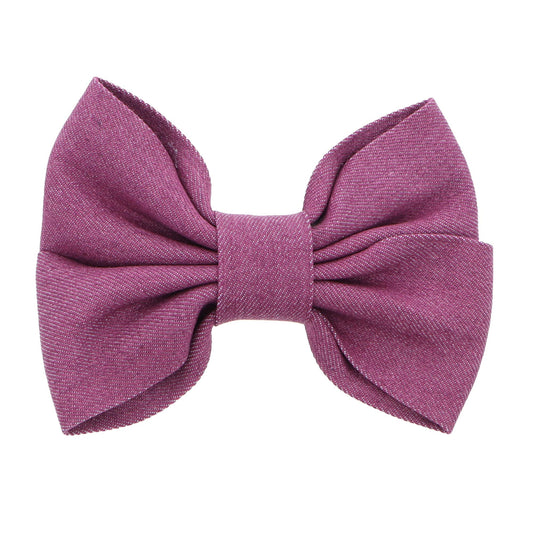 3.75 inch Wide Girls Denim Bow Clip - Purple