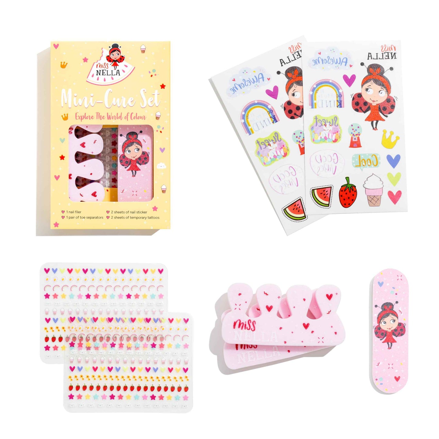 Miss Nella special edition GLAMOROUS PICKS kids makeup & nail polish set for little girls, Hypoallergenic, Dermatologically tested, Non toxic, Canvas cosmetic bag, washable