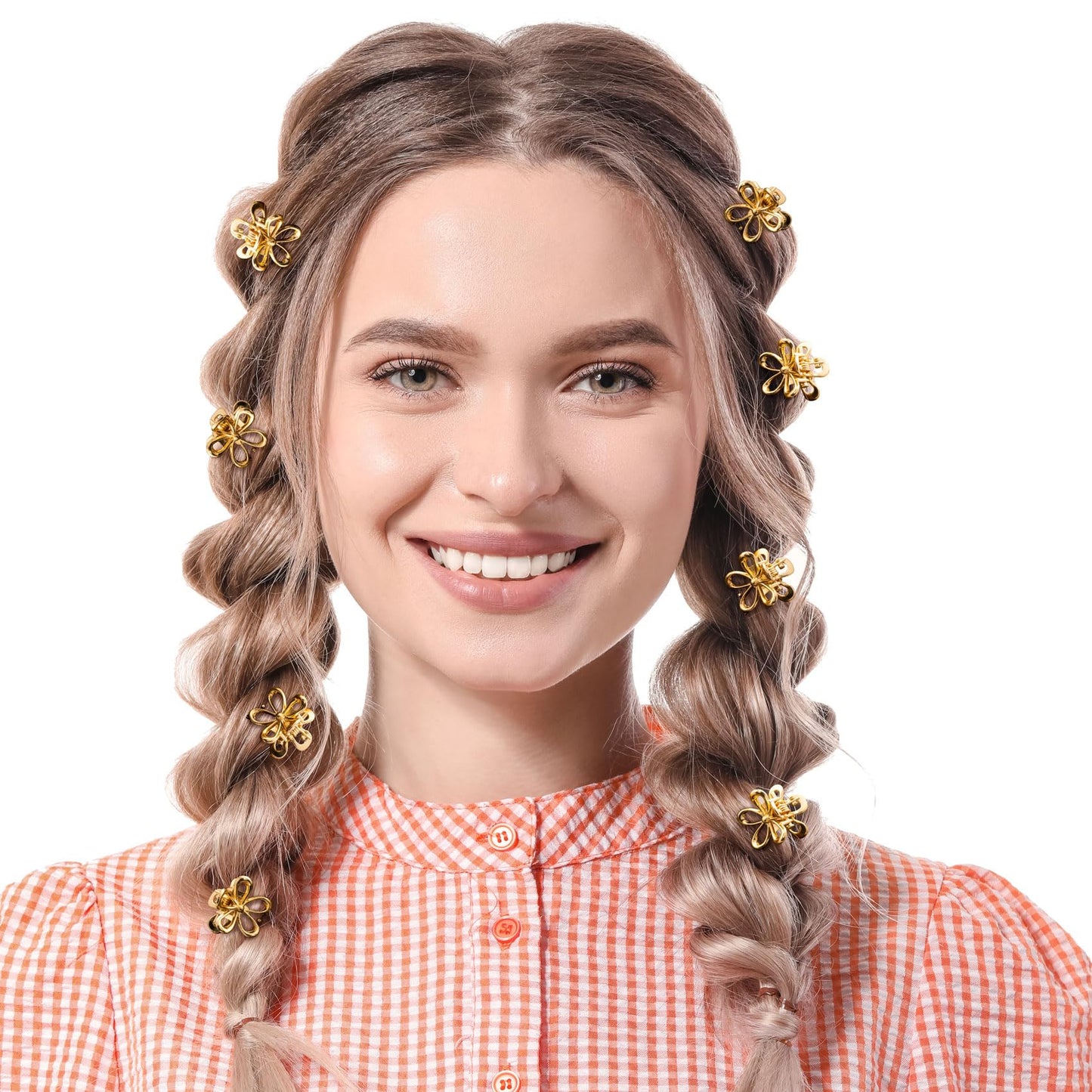 HINZIC 20 Pcs Mini Flower Claw Clips 0.69inch Small Gold Hair Clips Cute Metal Hair Barrettes Accessories for Women Girls Teens Thin Thick Long Short Hair