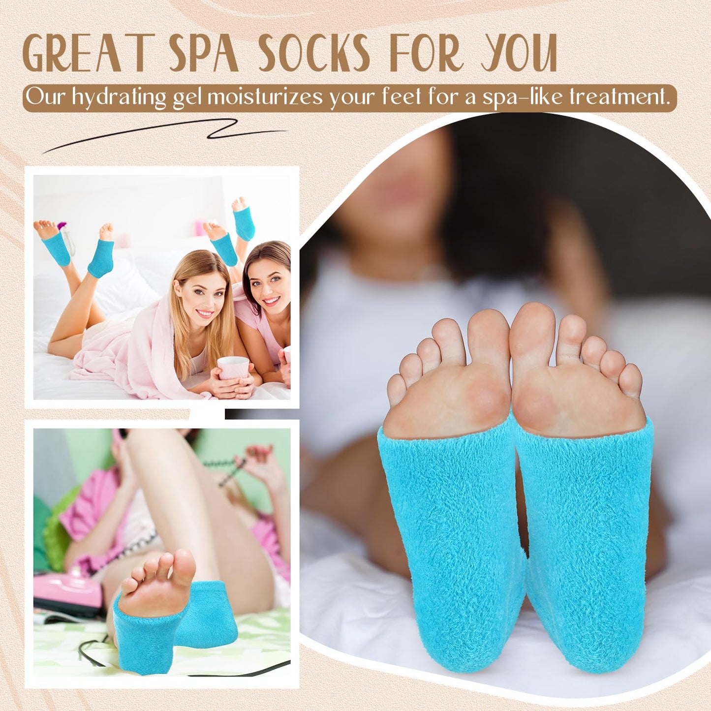 Chuarry 4 Pairs Moisturizing Fuzzy Socks for Dry Cracked Feet, Open Toe Socks Gel Socks with Essential Oils, Spa Moisture Cracked Heel Repair Socks for Women Dry Heels Overnight