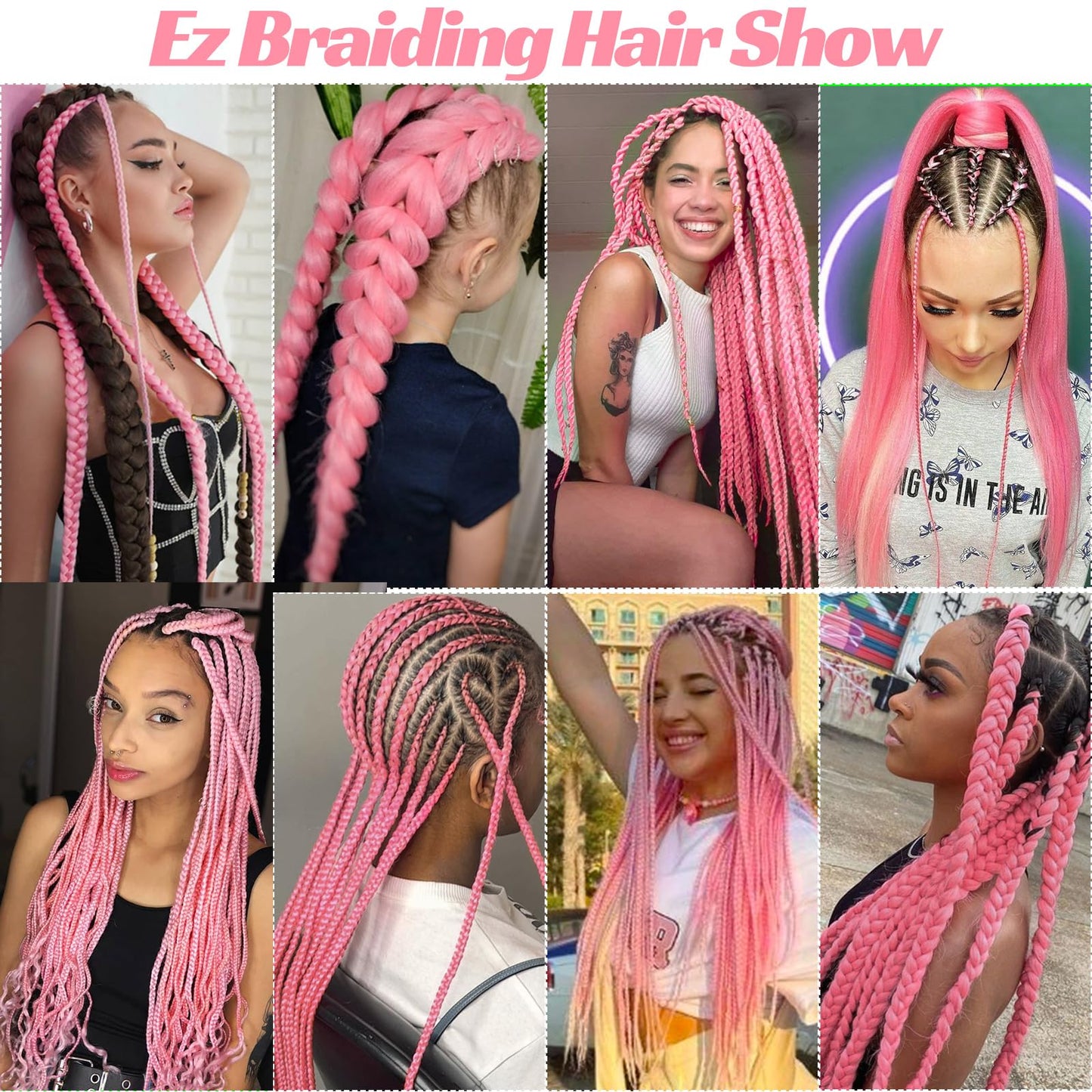 Royota Pink Braiding Hair Pre stretched 26 inch 3 Pieces Easy Braid Prestretched Colored Soft Yaki Pink Knotless Hair Extensions for Box Crochet Braids (Pink,26inch)