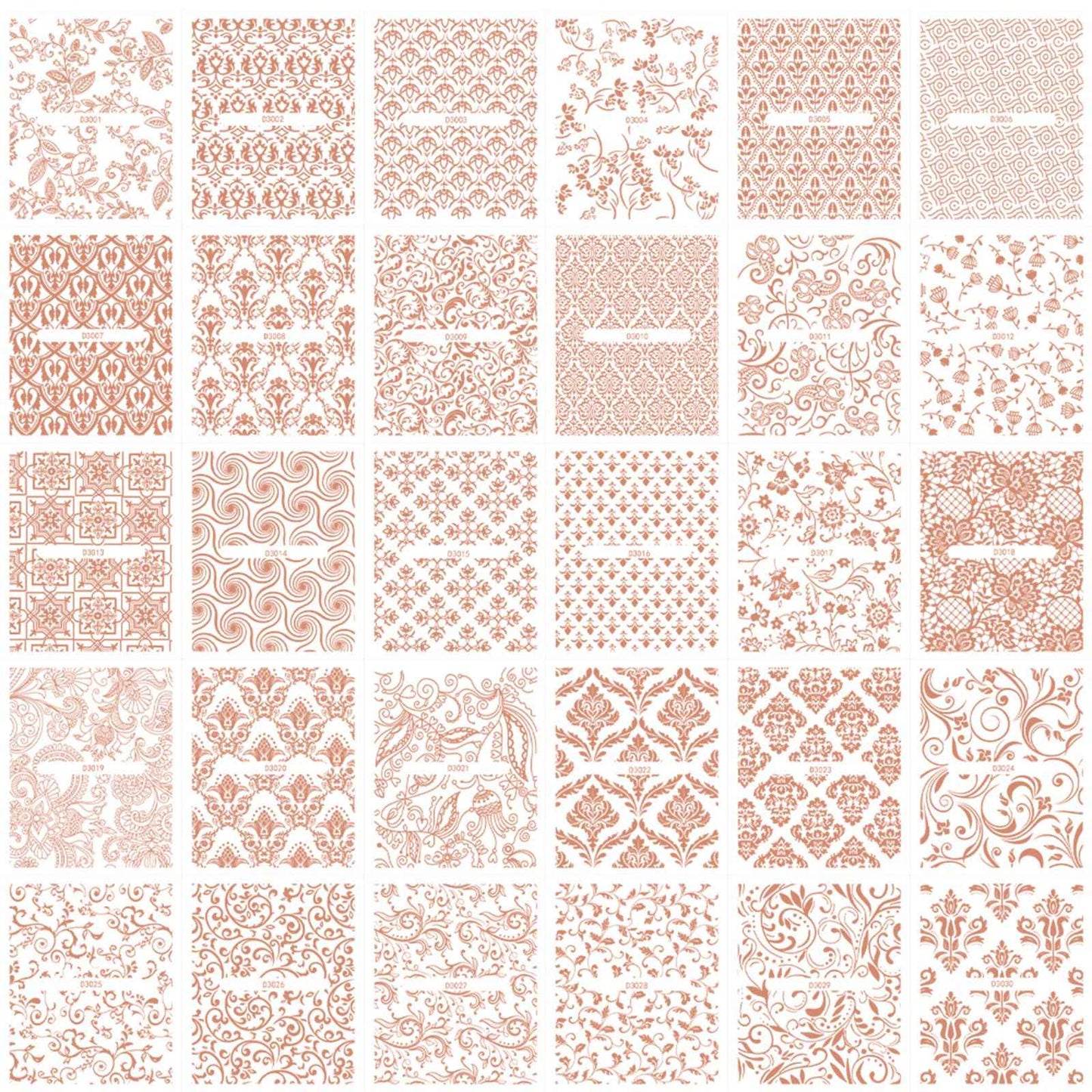 BTBT ARTCharms 30 Sheets Nail Stickers for Nail Art Rose Gold Noble Design Nail Charms Accessories 3D Self Adhesive Nail Decals for Women Girls DIY Nail Art Supplies