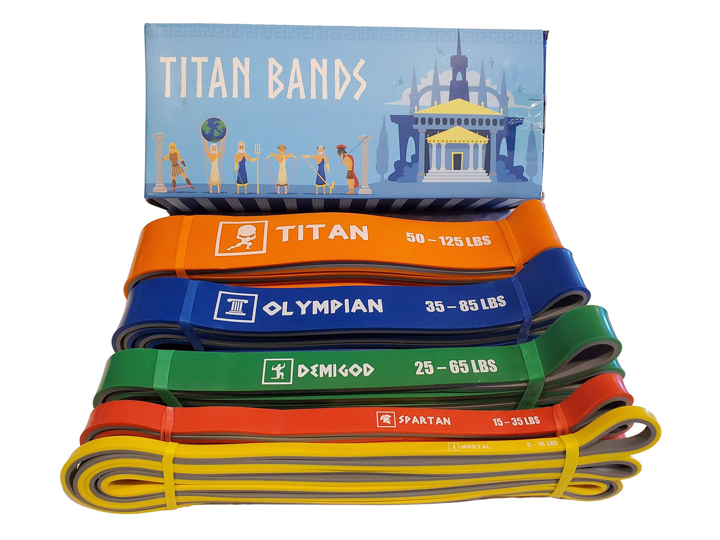 FDE Titan Bands - Dual Layer Pull Up Assistance Resistance Bands - Set of 5 | Extra Strong and Durable | Fitness Band Set for Workout, Exercise, Training, Strengthening, Stretching