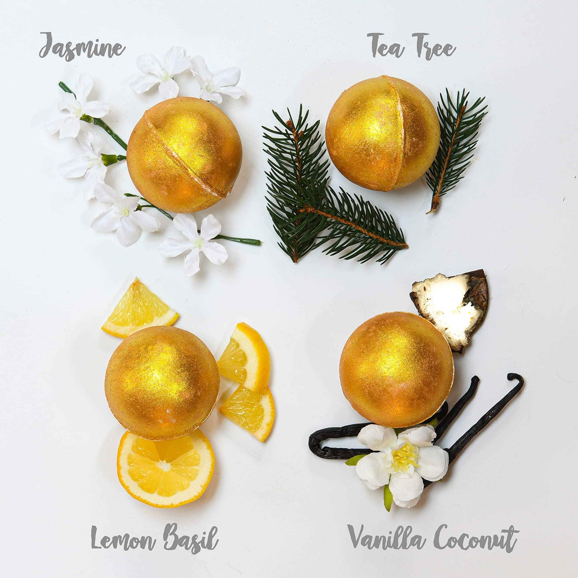 Christmas Gifts, 24K Gold Bath Bombs Set, Deluxe Marble Bath Bomb Gift Set, 9 Bath Bombs for Women & Men, Perfect for Bubble & Spa Bath, Natural Scents, Vanilla Coconut, Lavender, Jasmine & More