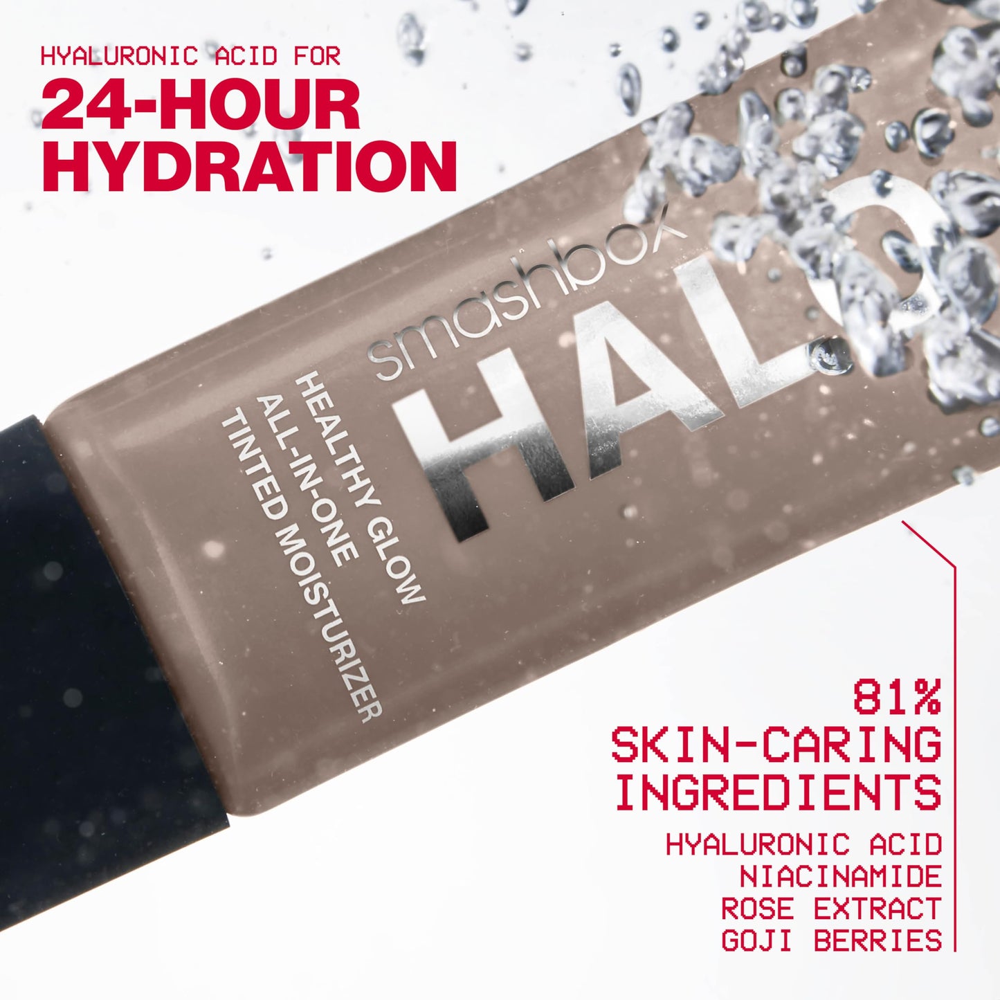 Smashbox Halo Healthy Glow All-In-One Tinted Moisturizer SPF 25 with Hyaluronic Acid, Light to Medium Coverage, Dewy Finish, Oil-free, Sweat and Humidity Resistant, 0.4 fl. oz., Light Neutral