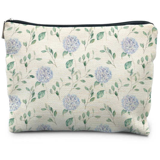 RYYCDOI Blue Hydrangea Floral Makeup Bag, Floral Cosmetic Bags Toiletry Bag for Women, Floral Coquette Makeup Bag, Aesthetic Makeup Bag, Floral Makeup Pouch, Hydrangea Gifts