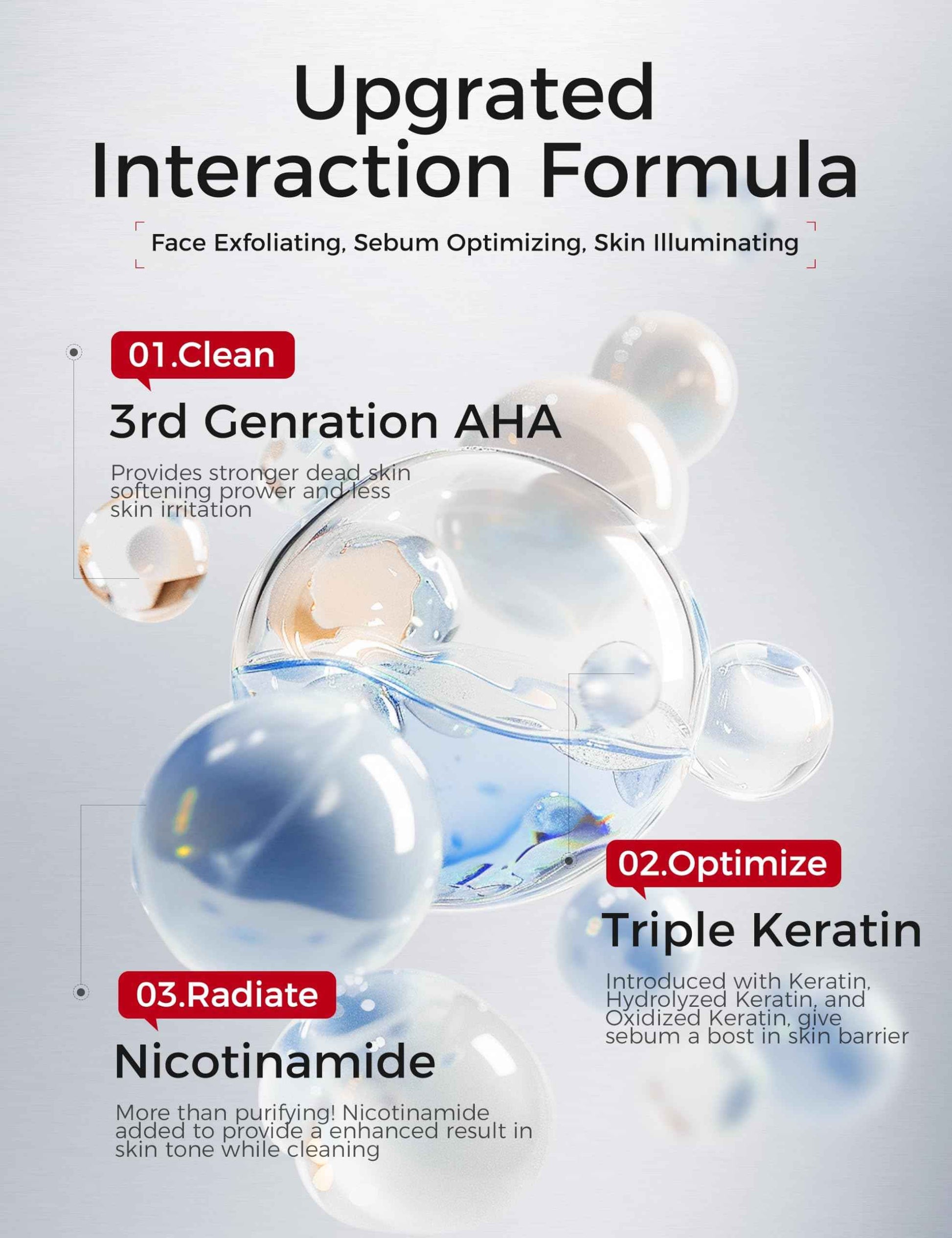 NING DERMOLOGIE Exfoliating Face Scrub: Gentle Face Exfoliator Peeling Gel with PHA & AHA, Niacinamide - Chemical Exfoliant Peel Shot for Dead Skin Cells, Blackheads, Sebum Control & Pores Care 7.05OZ