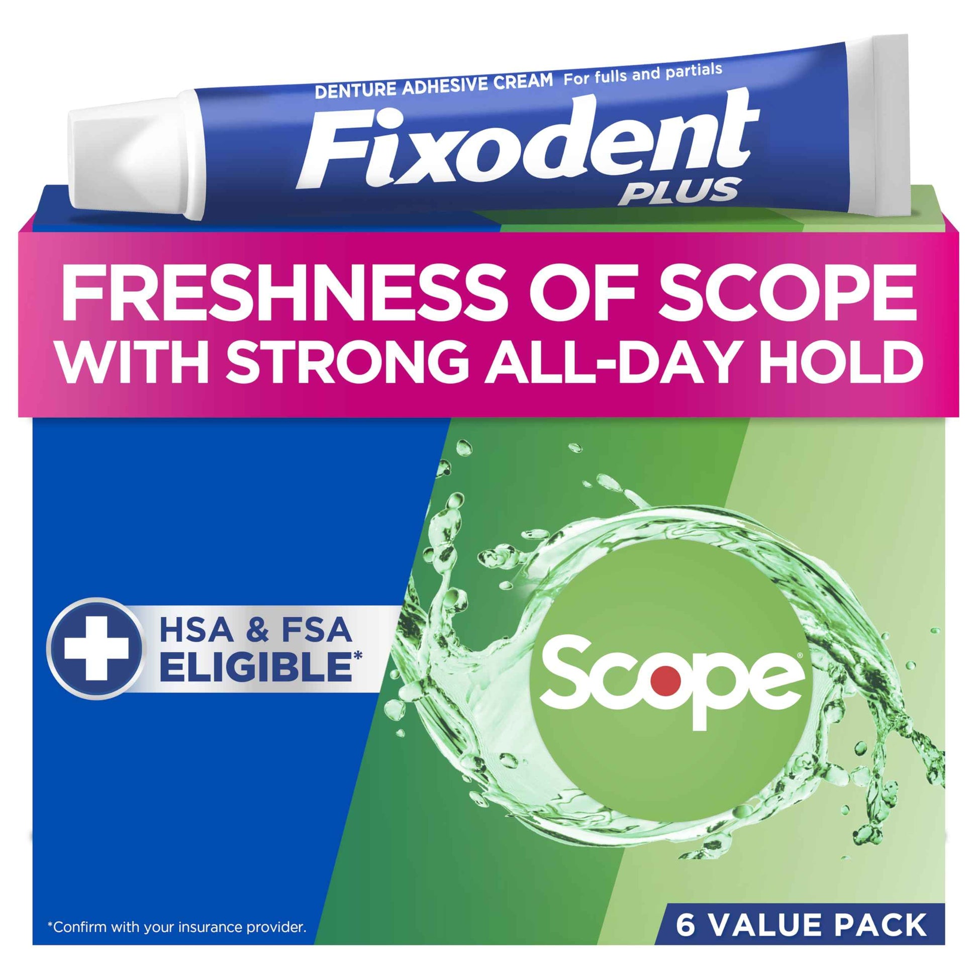 Fixodent Control Denture Adhesive Cream Plus Scope Flavor, 2 Oz (Pack of 4)