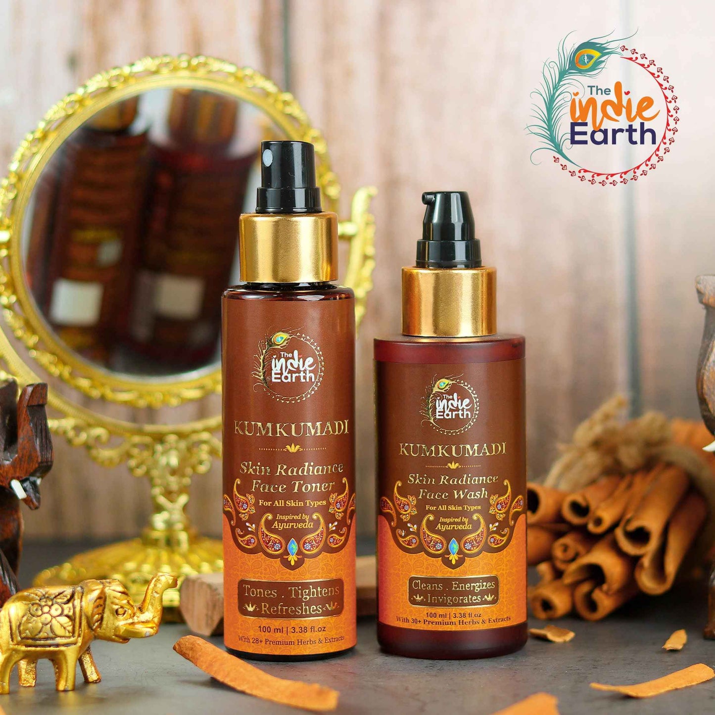 The Indie Earth Kumkumadi Tailam 30 ml | Ayurvedic Beauty Face Oil | Night Serum for Brighter, Glowing & Younger-Looking Skin with Turmeric, Saffron & Indian Lotus