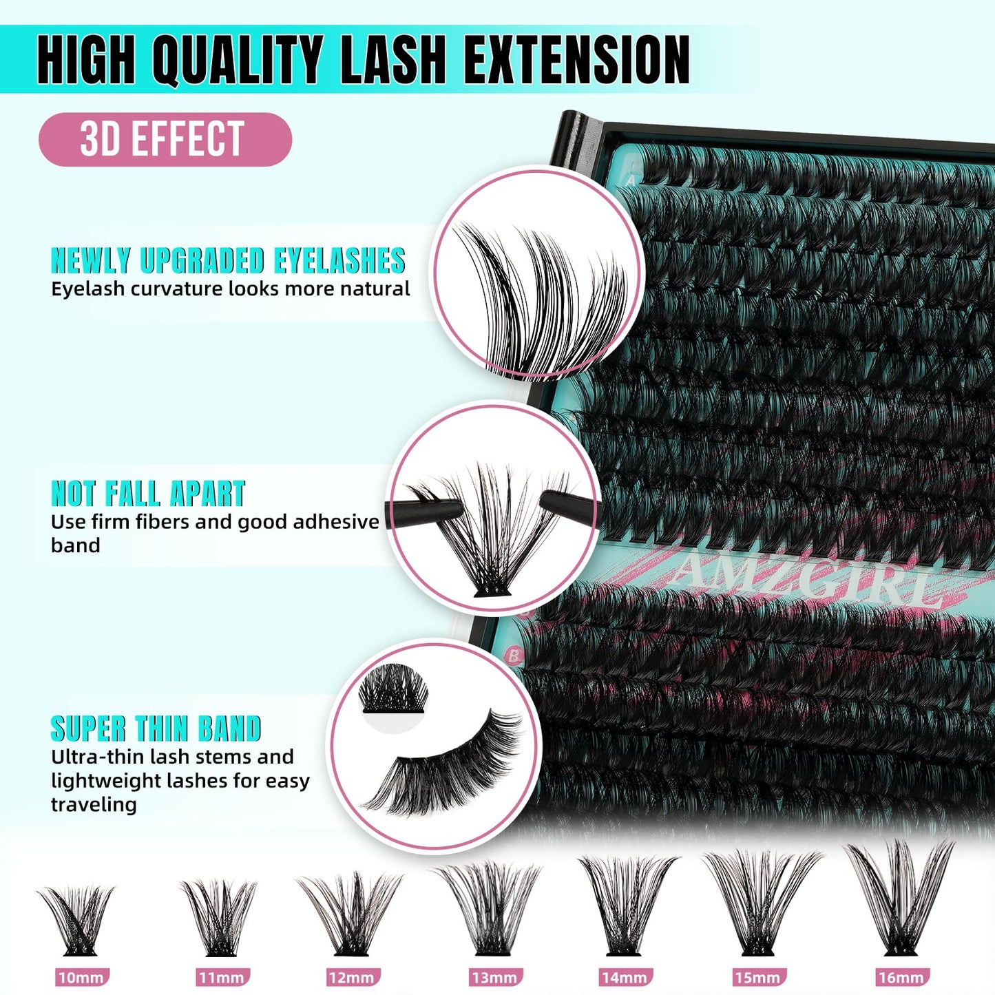 Lash Clusters 320Pcs 70D 90D Eyelashes Cluster D Curl Individual Wispy Lashes Cluster for DIY Cluster Eyelash Extensions at Home for Beginners (Mix10-16mm)