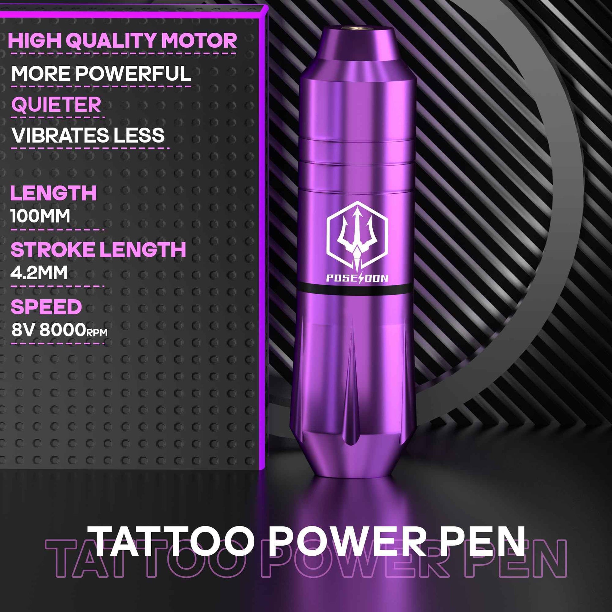 POSEIDON Tattoo Pen Set, Wireless Tattoo Gun Kit Tattoo Kit with 2Pcs Battery and 20Pcs Tattoo Cartridge Needles, Complete Tattoo Machine kit Tattoo Supplies for Beginners