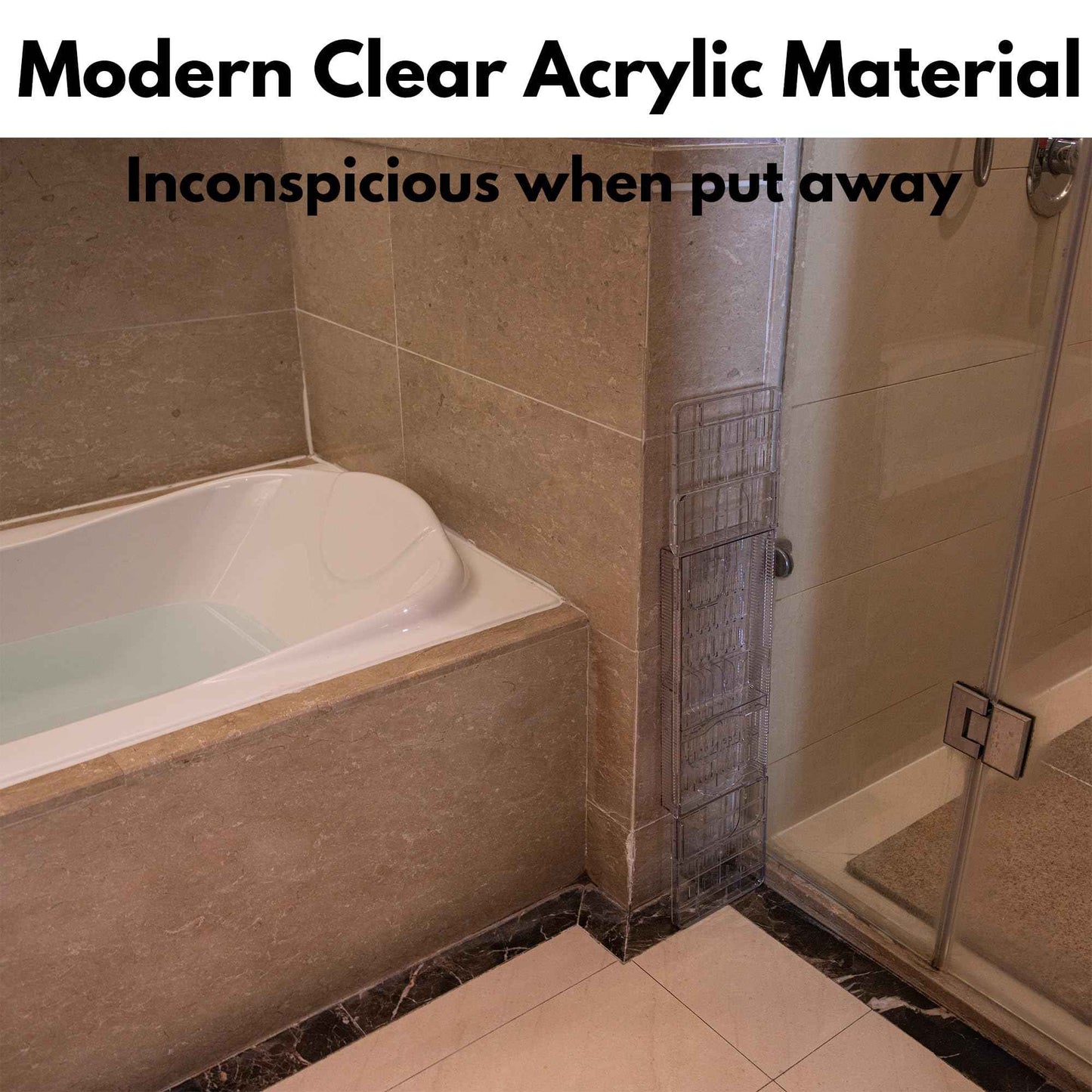 TAIKONLAB (Extended Edition) Expandable Bathtub Tray for Tub, Clear & Easy Maintenance Acrylic Bath Organizer for Relaxing Spa, Bath Tub Caddy Tray Fits Most Bathtubs and Bathroom Décor Style