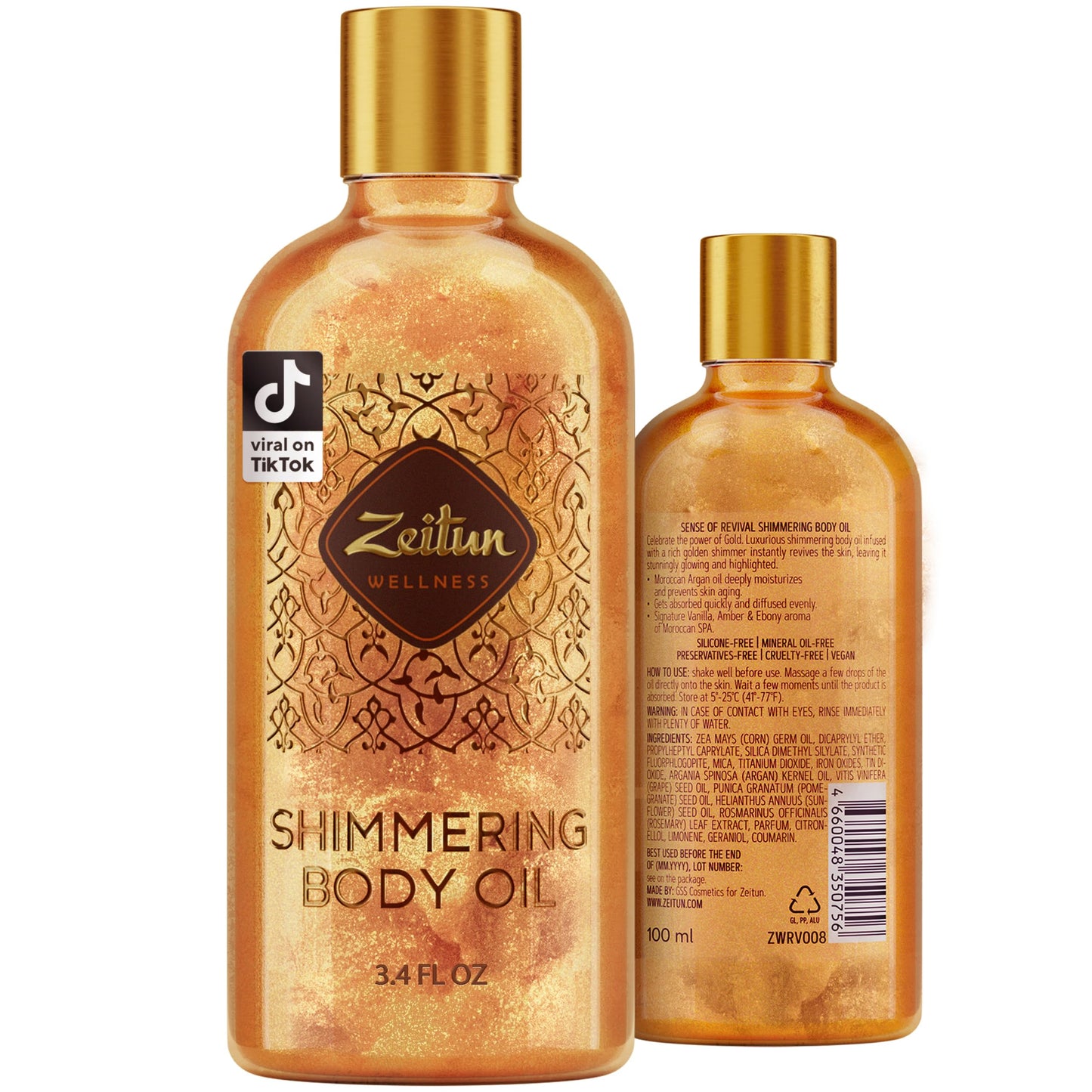 Premium Shimmer Body Oil, Body Glow Shimmer with Argan Oil, Body Shimmer Oil with Vanilla & Shimmering Body Oil, Moisturizing Body Shimmer Spray & Gold Body Oil Shimmer, Shimmer Oil & Body Illuminat