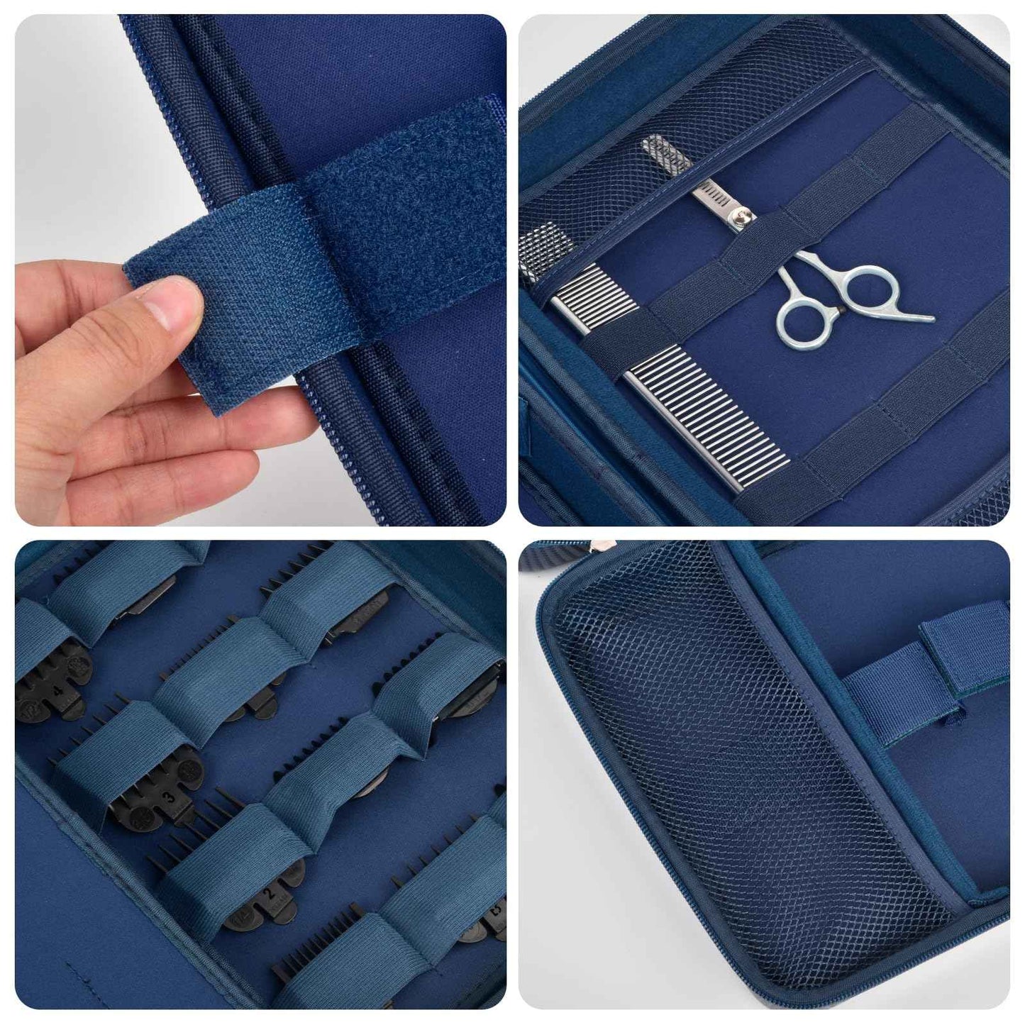 Boobowl Hard Travel Case for Hair Clippers, Hair Cutting Barber Supplies Organizer Bag, Trimmer Storage Holder for Ufree/for Wahl/for Andis Men Razor Guard Grooming Kits -Blue