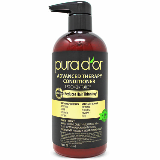 PURA D'OR Advanced Therapy Conditioner (16oz) For Increased Moisture, Strength, Volume & Texture, No Sulfates, Made with Argan Oil & Biotin, All Hair Types, Men & Women (Packaging May Vary)