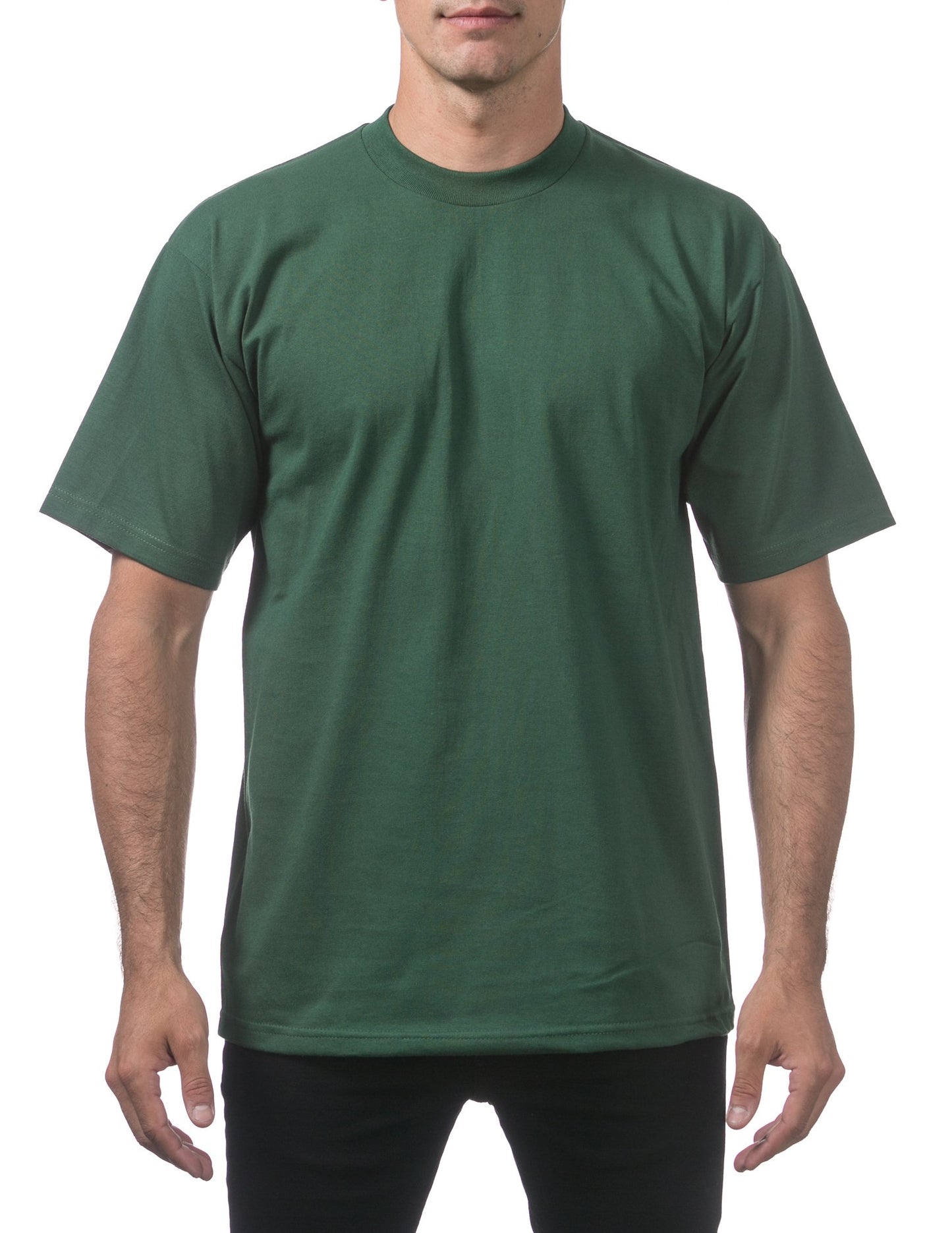 Pro Club Men's Heavyweight Cotton Short Sleeve Crew Neck T-Shirt, Forest Green, Small