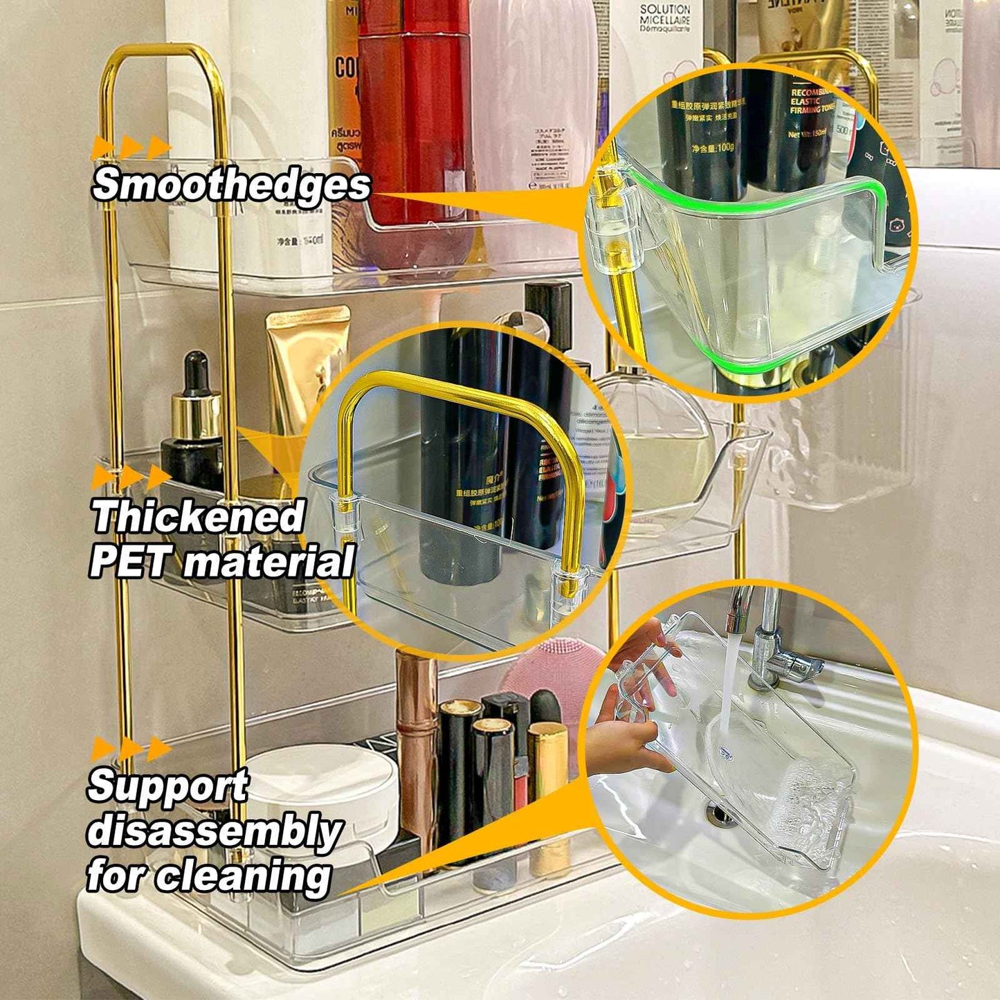 Leoenir 3-Tier Bathroom Organizer Countertop – Makeup, Perfume, and Skincare Storage Tray for Bathroom, Dresser, and Vanity