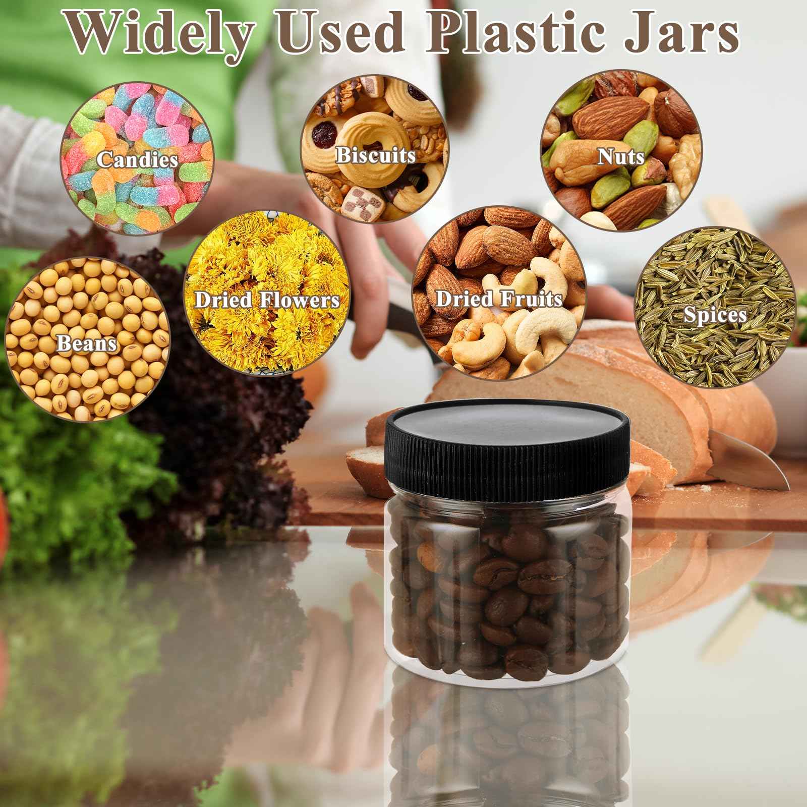 LOPYXBR 60 PCS Small Jars with Lids 4 Oz Clear Small Plastic Jars with Lids 4 Oz Wide Mouth Round Slime Containers with Lid Plastic Containers with Lid for Kitchen Storage, Lotion, Cream