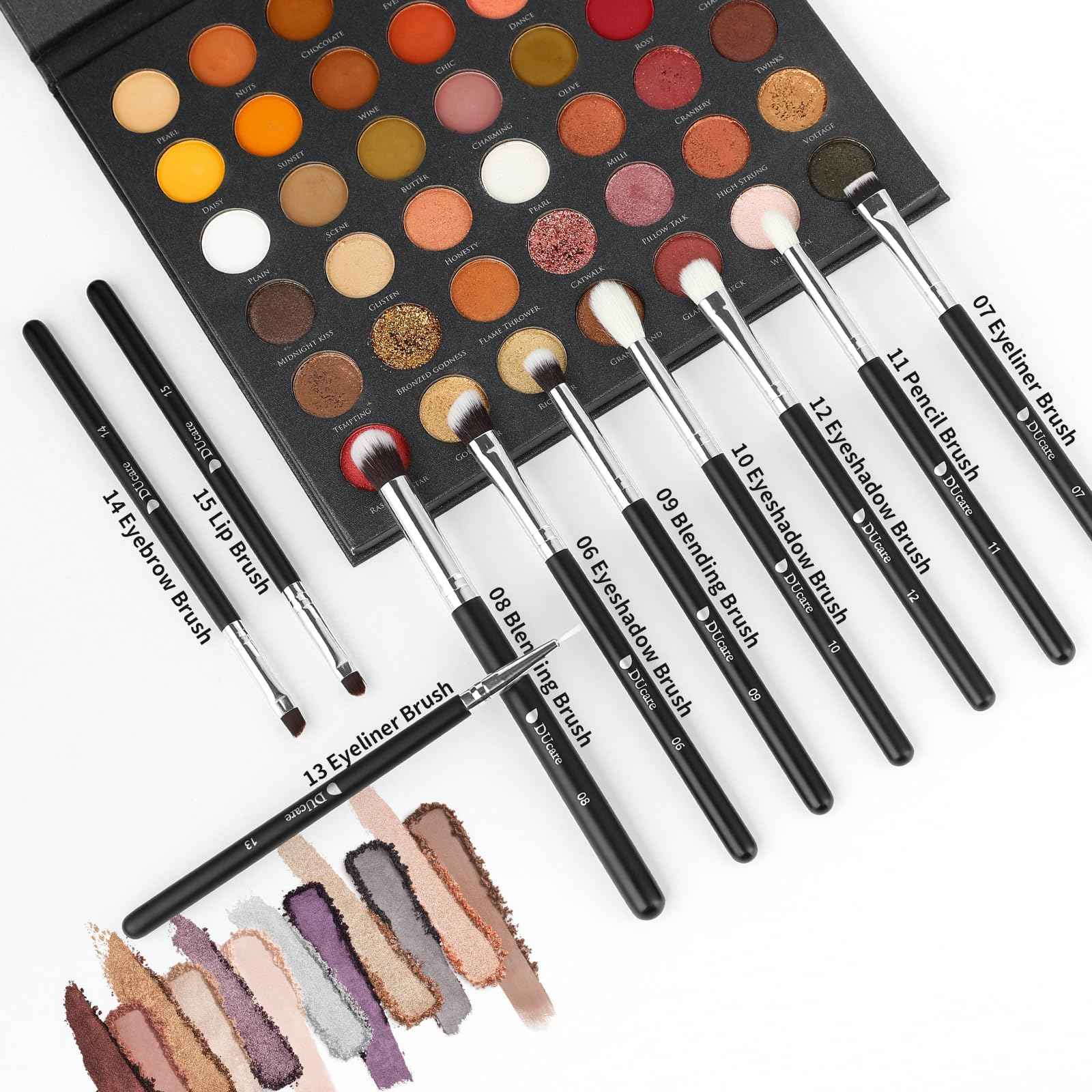 DUcare Makeup Brushes with Bag,15Pcs Christmas Makeup Brush Set Travel Kabuki Foundation Blending Blush Eyeliner Shadow Brow Concealer Brushes Kit