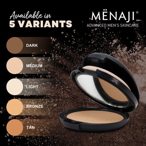 MËNAJI Anti-Shine Powder (HDPV) - Anti-Shine Face Make-Up for Men - Undetectable Full Coverage - Natural Looking Makeup - Mens Makeup - Mens Concealer- Mens Cosmetics - Contains Vitamin C & E - Bronze