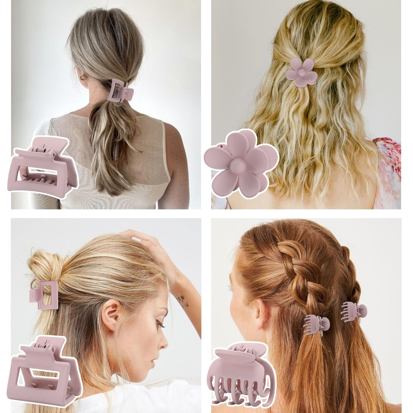 16 PCS Small Claw Clips for Thin Medium Thick Hair, 4 Shapes Small Hair Clips, Cute Flower Claw Clips for Women Girls, Mini Hair Clips for Kids, Durable Strong Hold Hair Accessories, Macaroon Colors