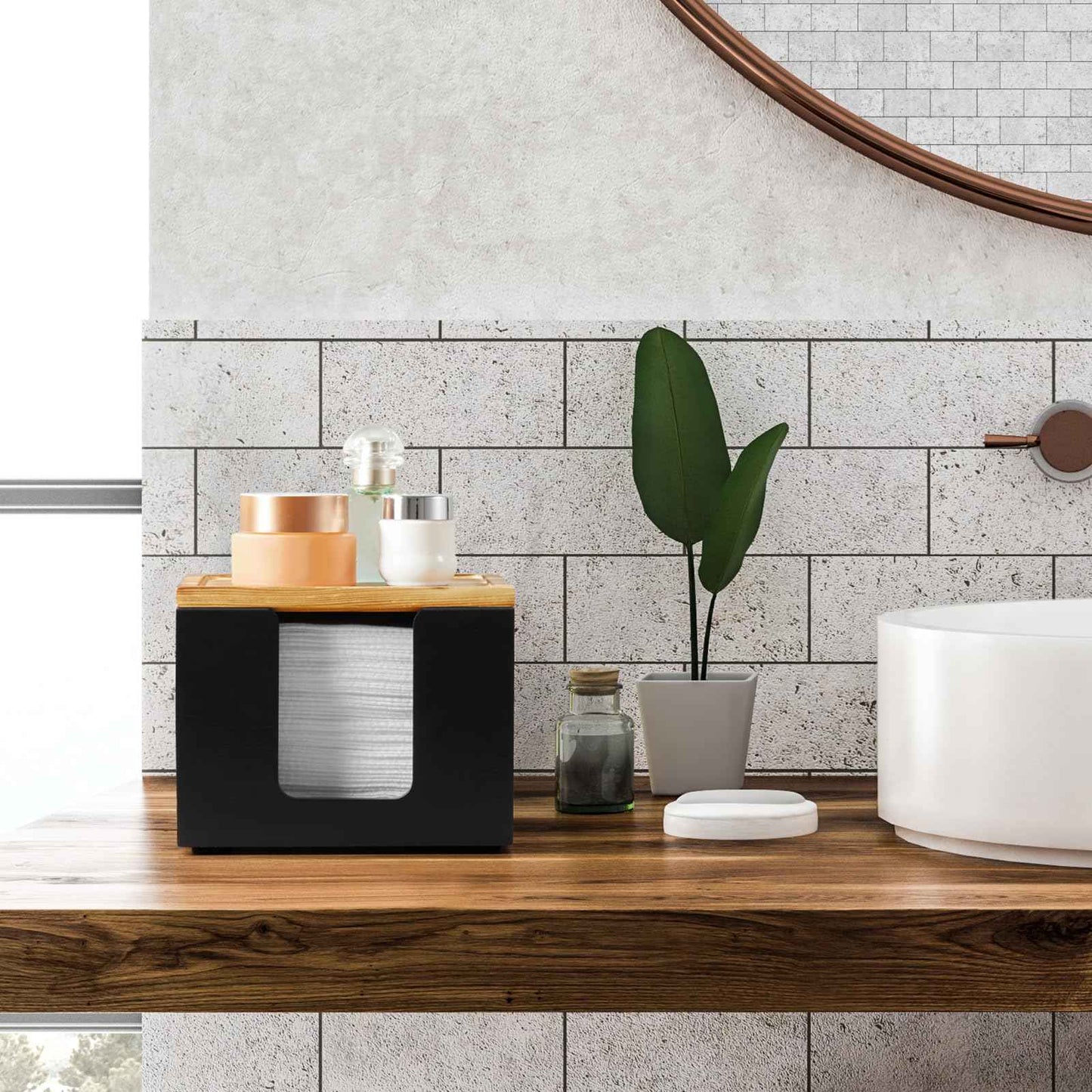 ZMZKKLL Disposable Face Towel Holder Box - Wood Facial Container Compatible with Clean XL - Towel Storage Makeup Organizer for Vanity, Bathroom Organization (Excluding Facial Towels)