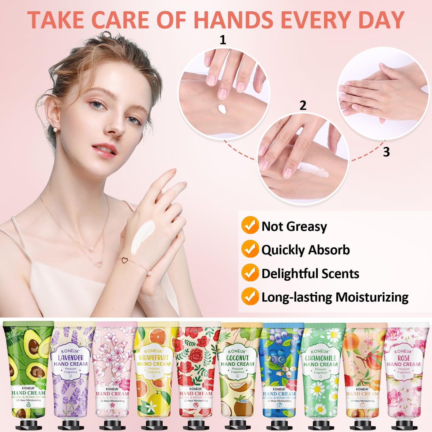 KONEUK 80 Pack Hand Cream Gifts Set For Women, Bulk Hand Lotion Travel Size for Dry Cracked Hands, Mini Hand Cream for Teacher Gifts, Bridal Shower Favors and Stocking Stuffers Gifts for Women