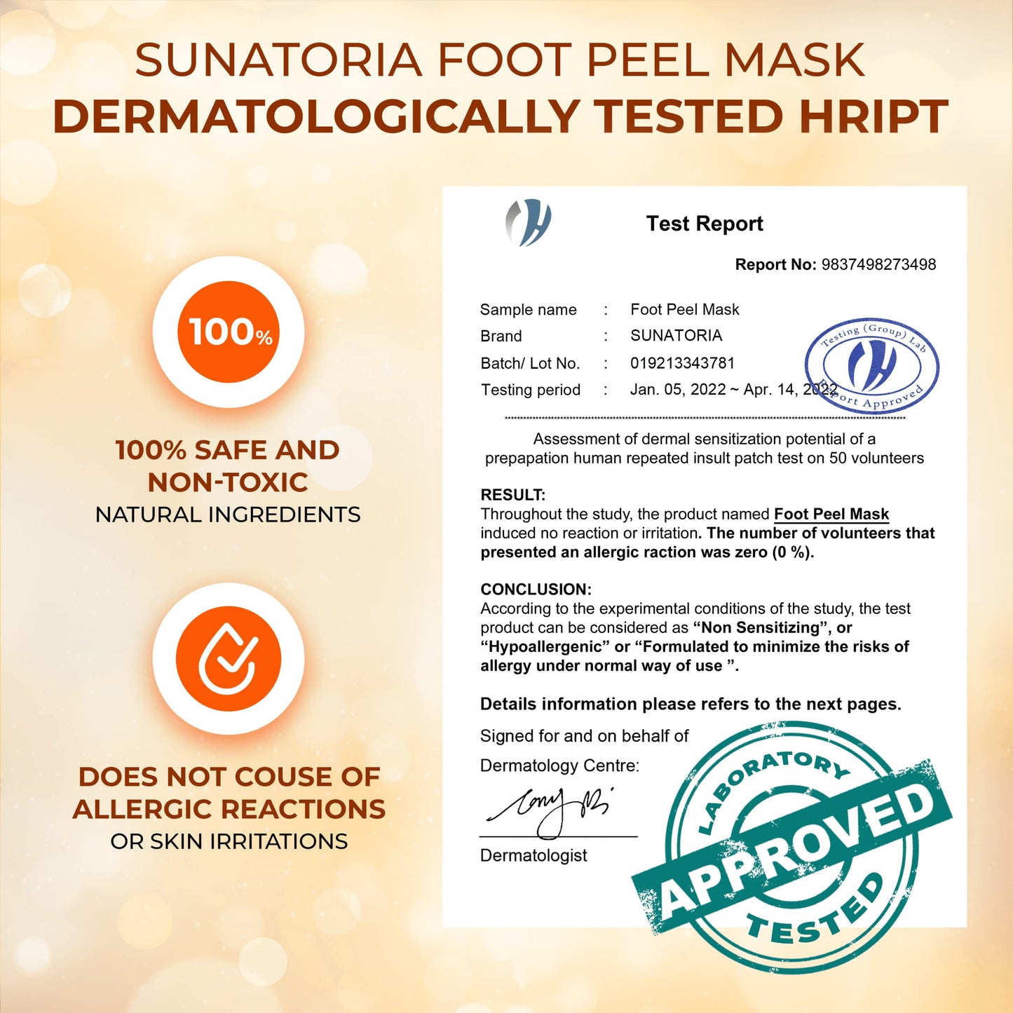 SUNATORIA Foot Peeling Mask - 2 Pack - Dermatologically Tested Foot Exfoliator - Instant Feet Scrubber Dead Skin, Callus Remover, Dry Cracked - Foot Peel Mask make Soft Baby Feet (Orange)