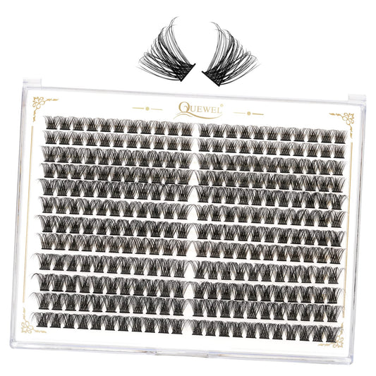 QUEWEL Lash Clusters 264Pcs Cluster Lashes Mix12-18mm DIY Eyelash Extension Individual Eyelashes Clusters Fluffy & Super Lightweight Lash Extension Clusters Natural Look (QU26-Mix12-18)