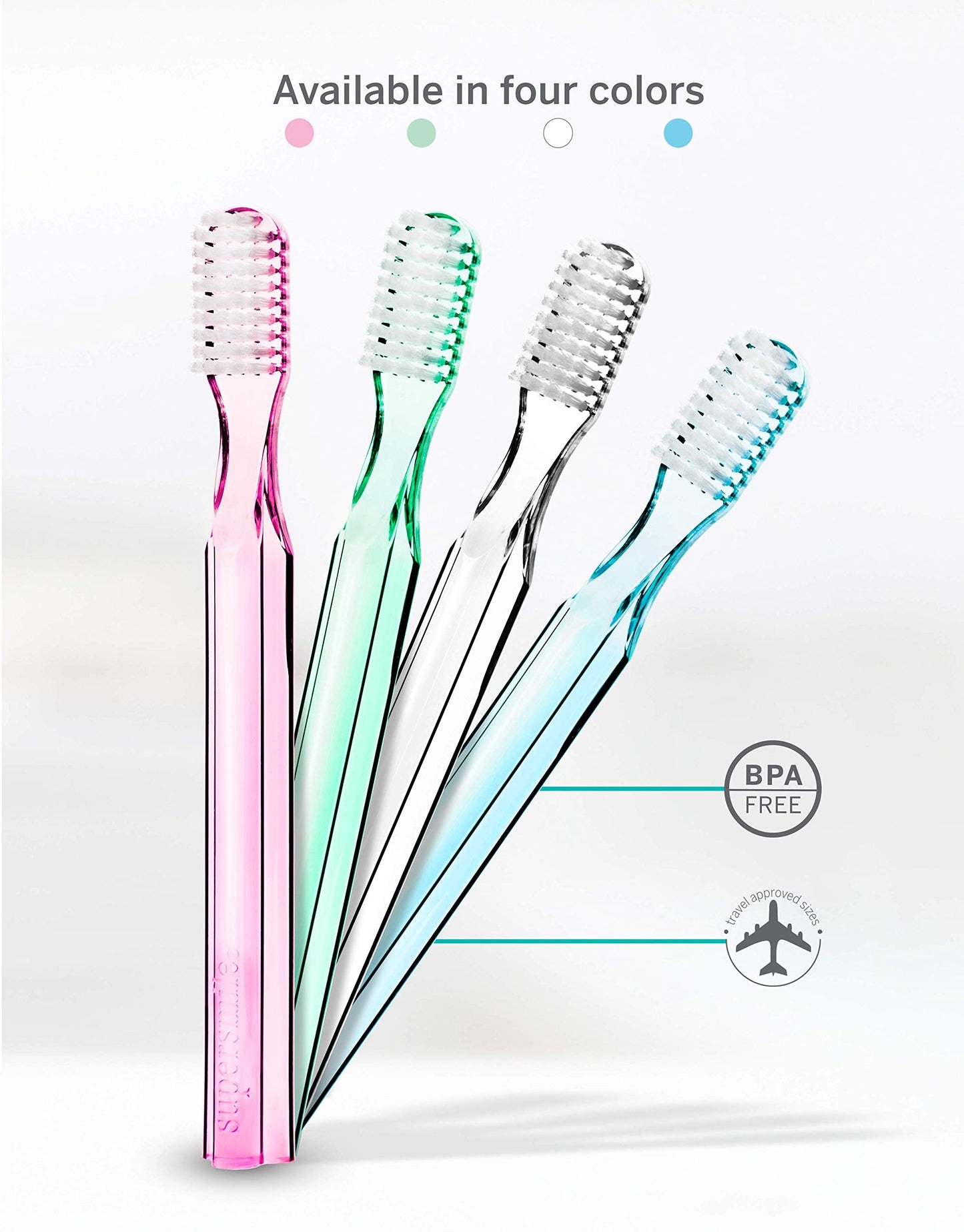 Supersmile New Generation Toothbrush w/ Patented 45° Soft Nylon Bristles - Whitening Tooth Brush w/ Ergonomic Handle Guarantees ADA Recommended Brushing Angle for Adults & Children (Clear),1 Count