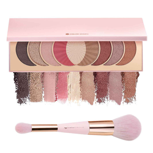 Color Nymph 9 Colors Eye Shadow Makeup Palette丨Blush Highlighter Bronzer Eyeshadow Powder Pallet, Travel Size Make Up Sets with Brush & Mirror, Long-lasting and Highly Pigmented - Naked Eye Makeup