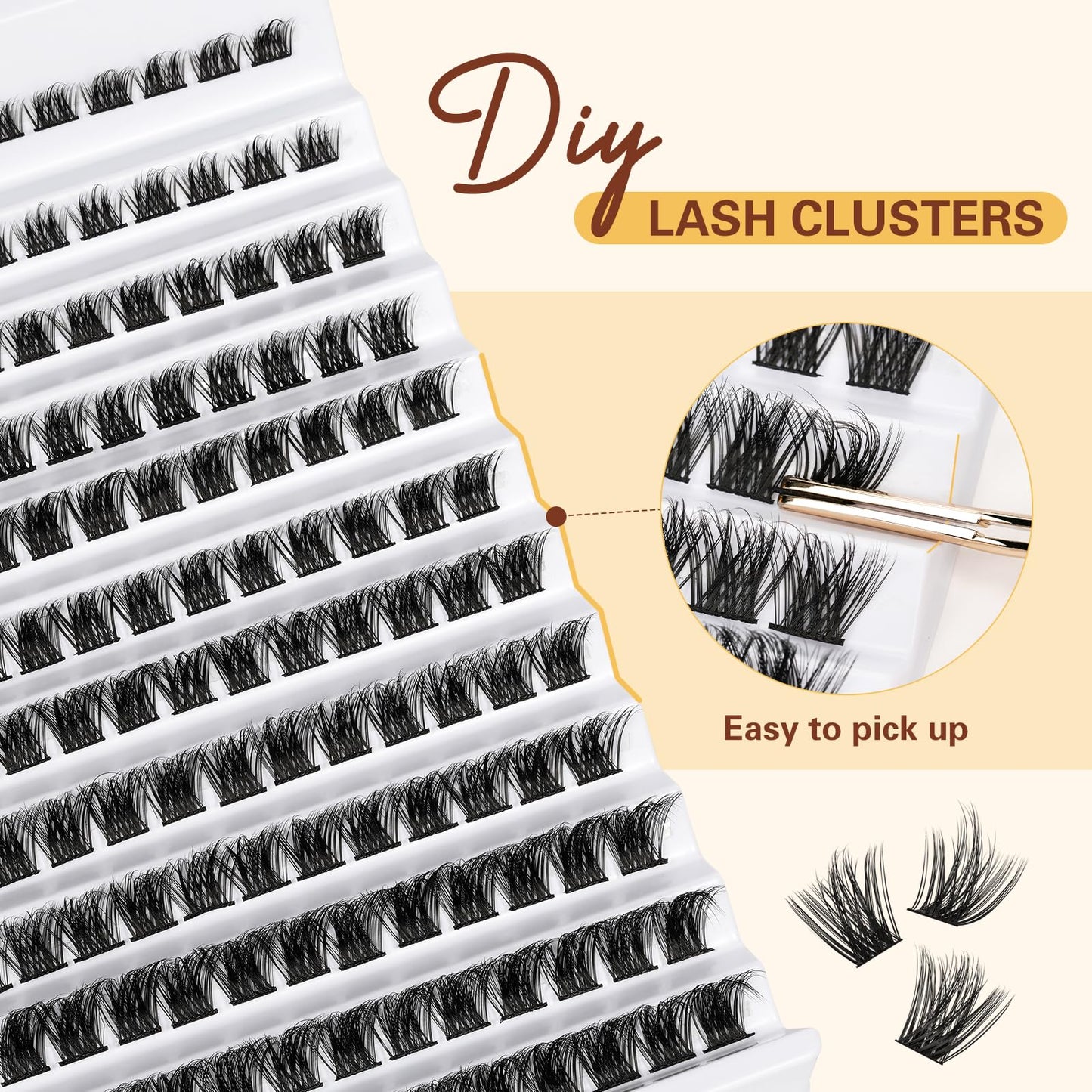 QUEWEL DIY Lash Extensions Kit MIX10-18mm Lash Clusters with Eyelash Clusters Bond&Seal Super Hold, Cluster Lashes Wispy and Long-Lasting Suitable for Beginners to Complete Beauty Eyes at Home(T-F02)