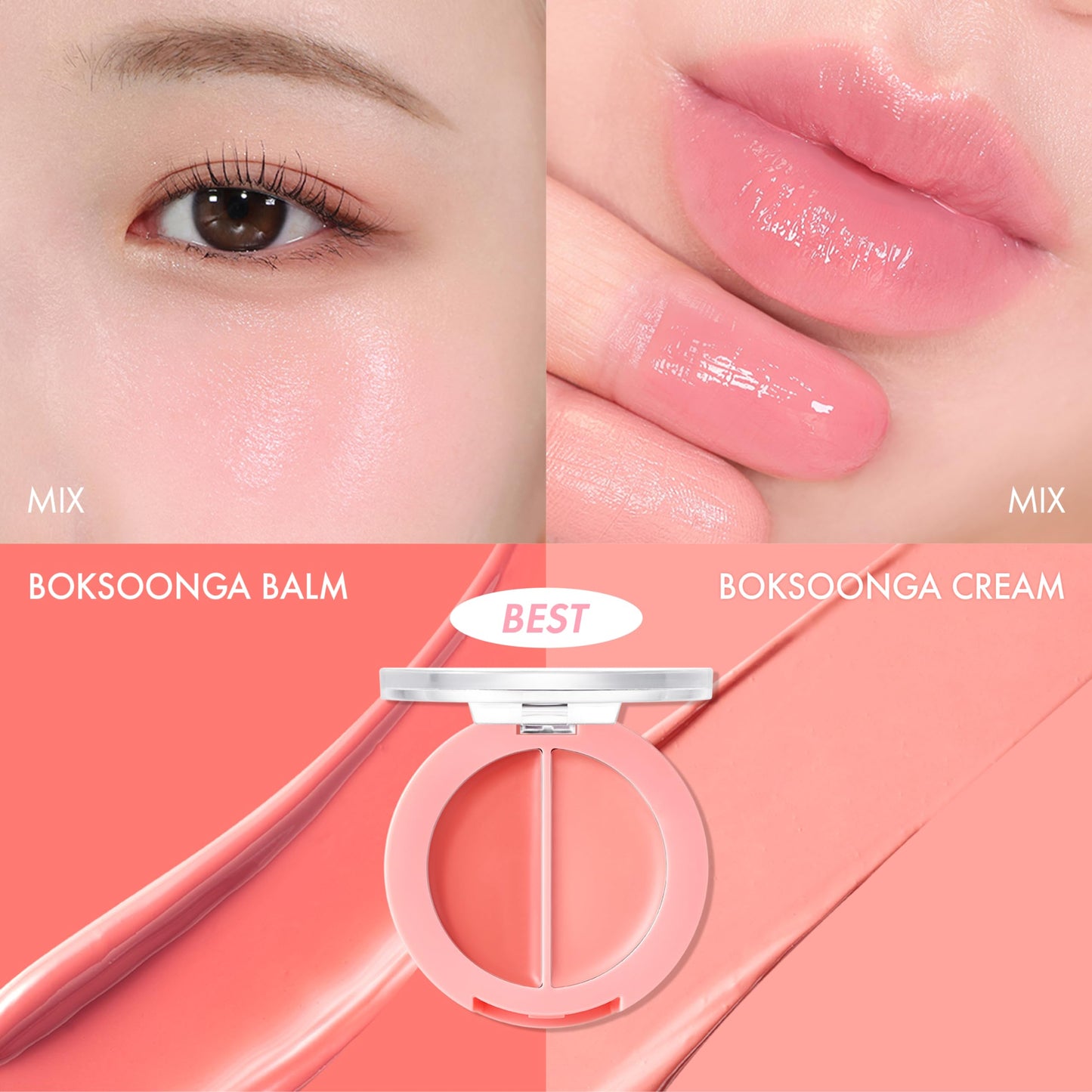 Amuse SEOUL Lips and Cheeks Healthy Balm 01 BOKSOONGA BALM | Moisturizing, Glossy, Creamy Texture, Lightweight, Dewy Finish, Natural-looking Color, K Beauty Makeup, Vegan (1.5g / 0.05 oz)