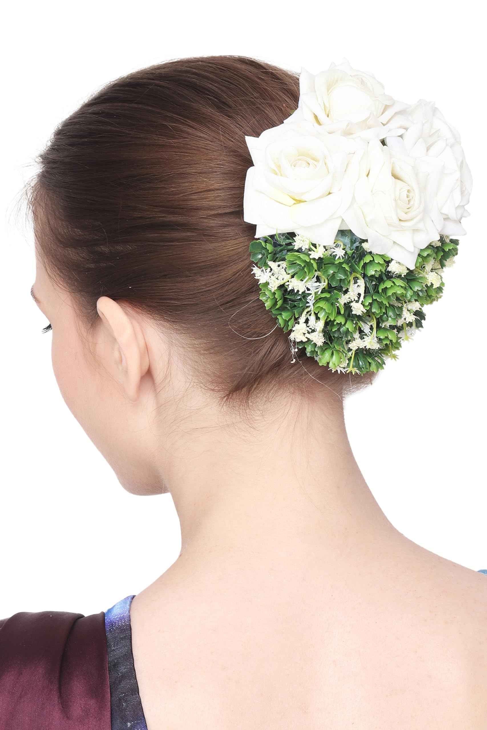 Blooming Artificial Flowers Hair Buns for Wedding, Party, and Other Occassions