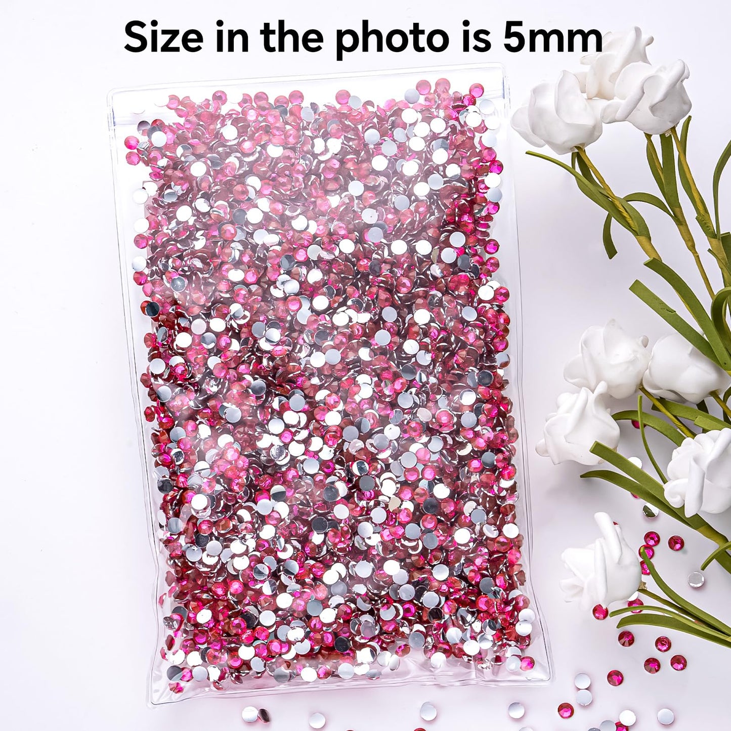 Rose Rhinestones Bulk, 5000PCS Flat Back Round Jelly AB Rhinestones Non-Hotfix Crystal Gems Wholesale for Crafts Makeup Nails Face Tumblers Clothes Shoes Handmade Decoration 5mm